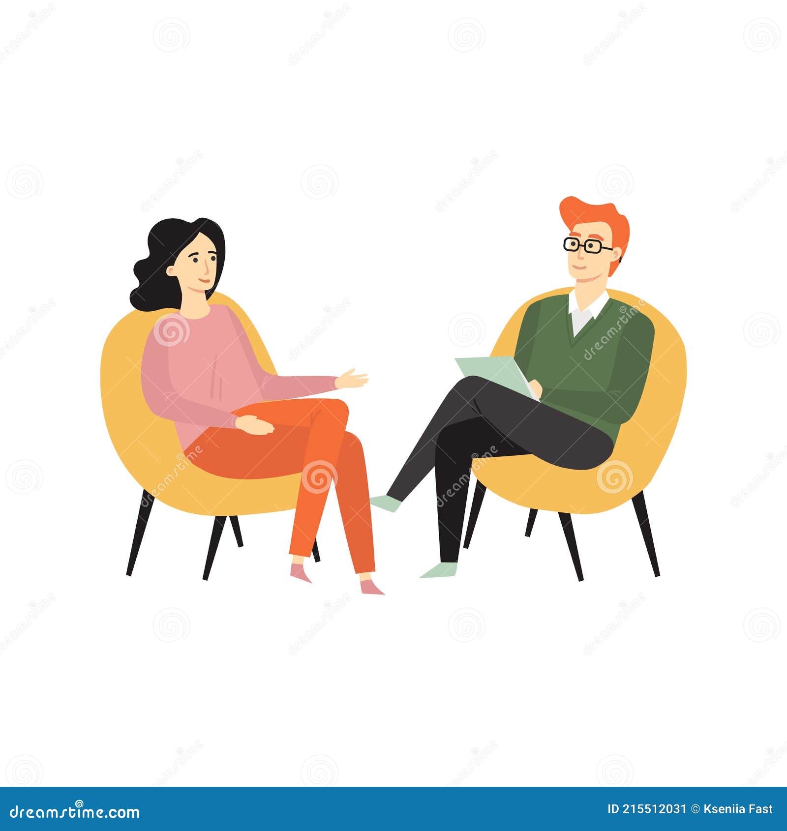 Psychotherapy Counseling Concept. Psychologist and Girl Patient in Therapy  Session. Vector Flat Cartoon Illustration Stock Vector - Illustration of  problems, patient: 215512031