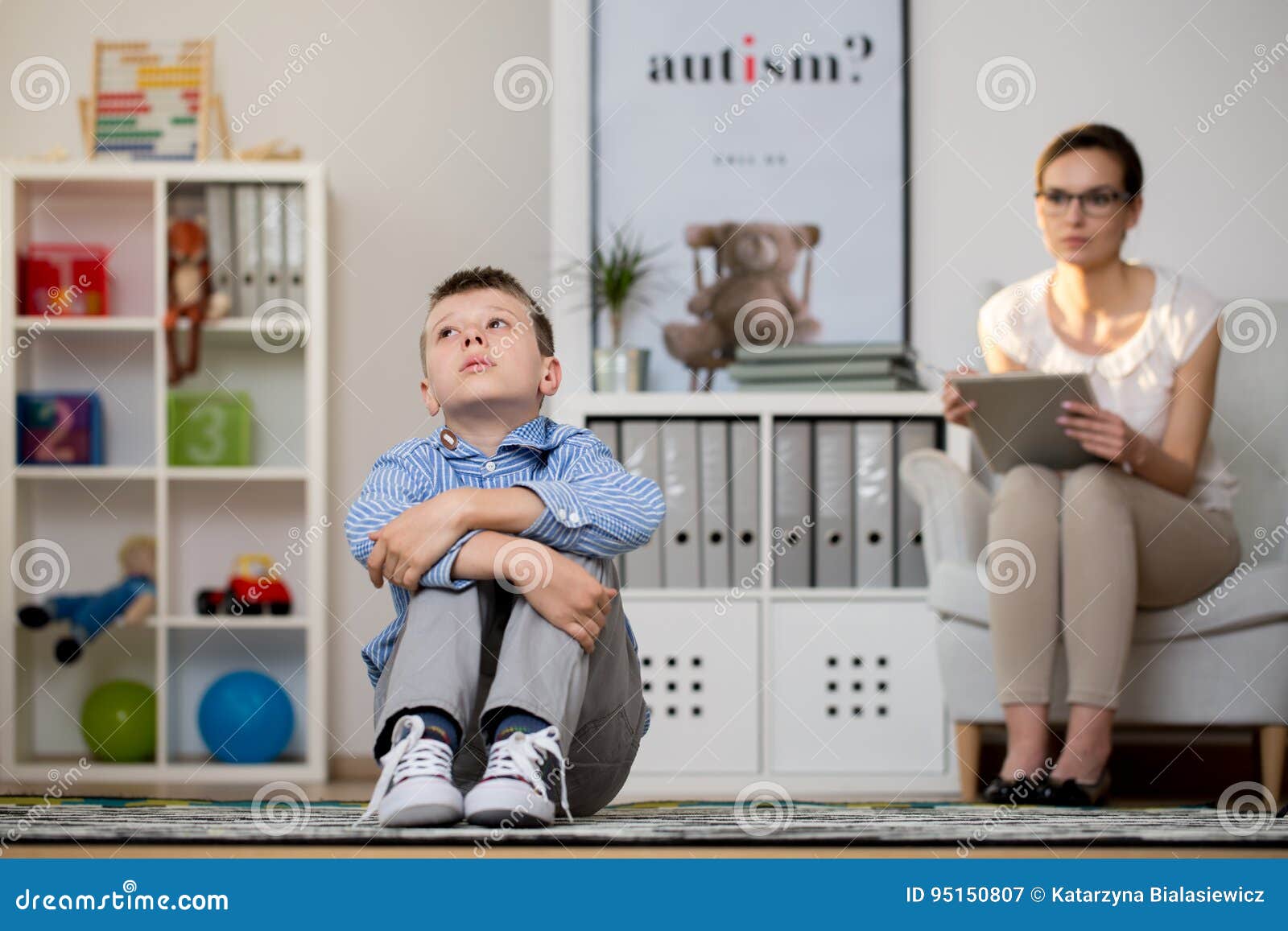 Psychologist Talking with Depressed Boy Stock Image Image of