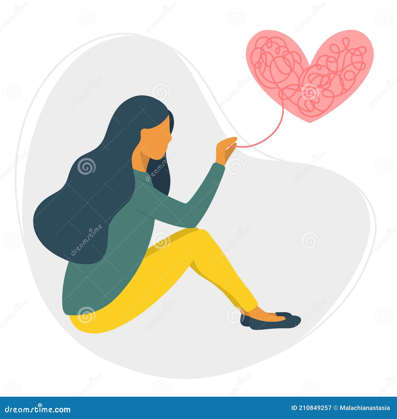 Psychology and Mental Health Concept Vector Illustration. Sitting Woman ...