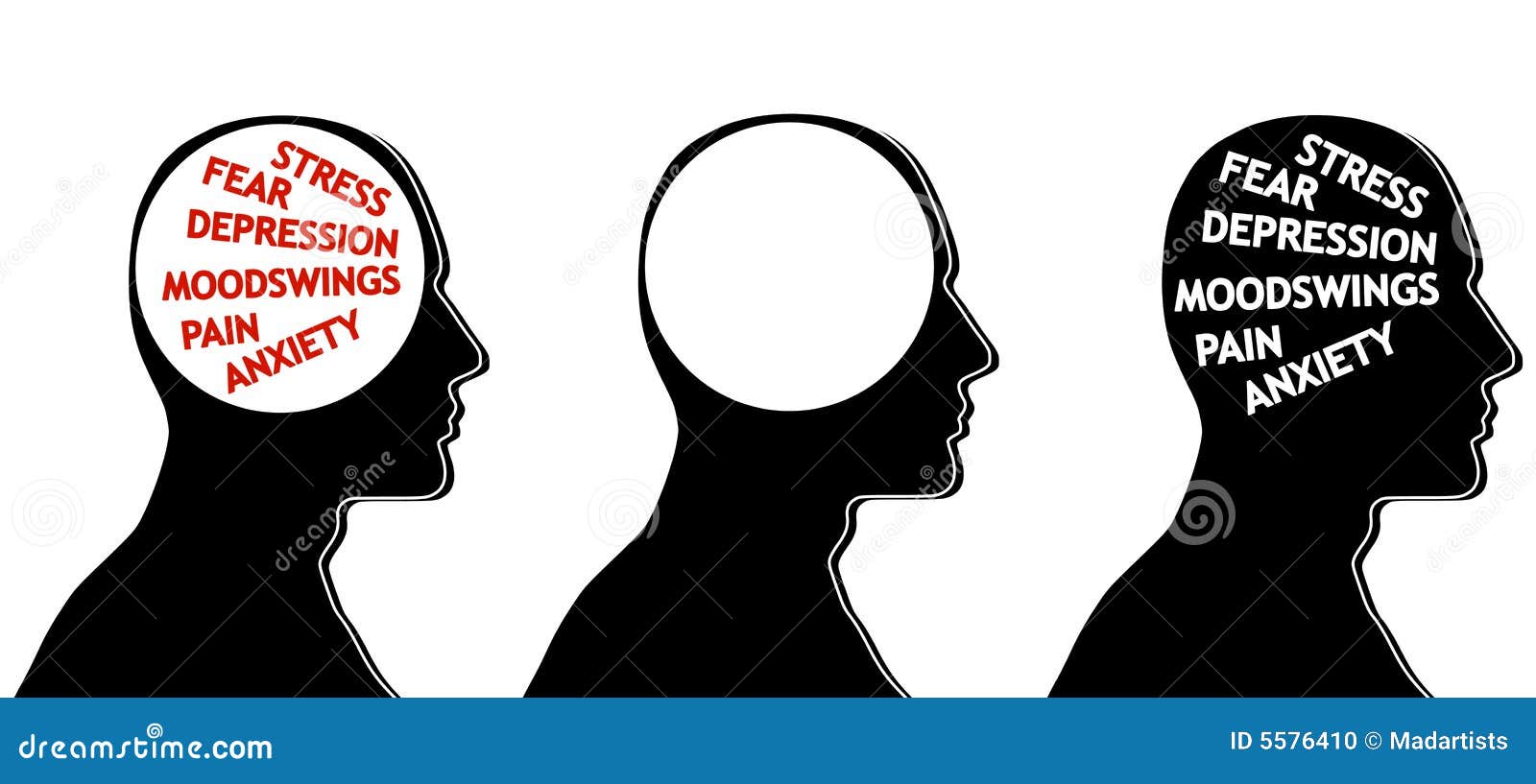 Psychology Silhouette Heads Stock Illustration - Illustration of brain ...