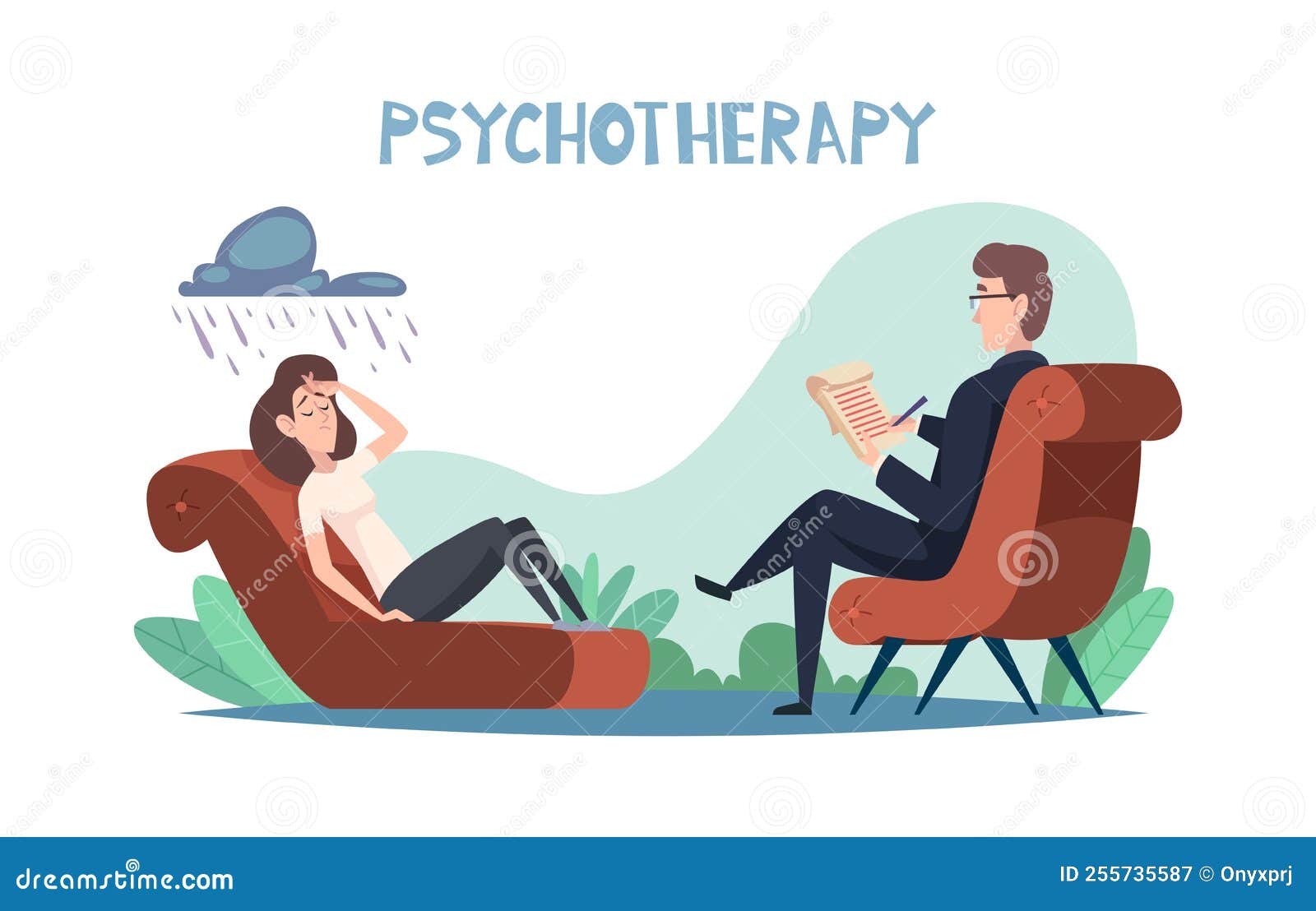 Psychology Therapy. Mental Problems Person in Depression and Negative