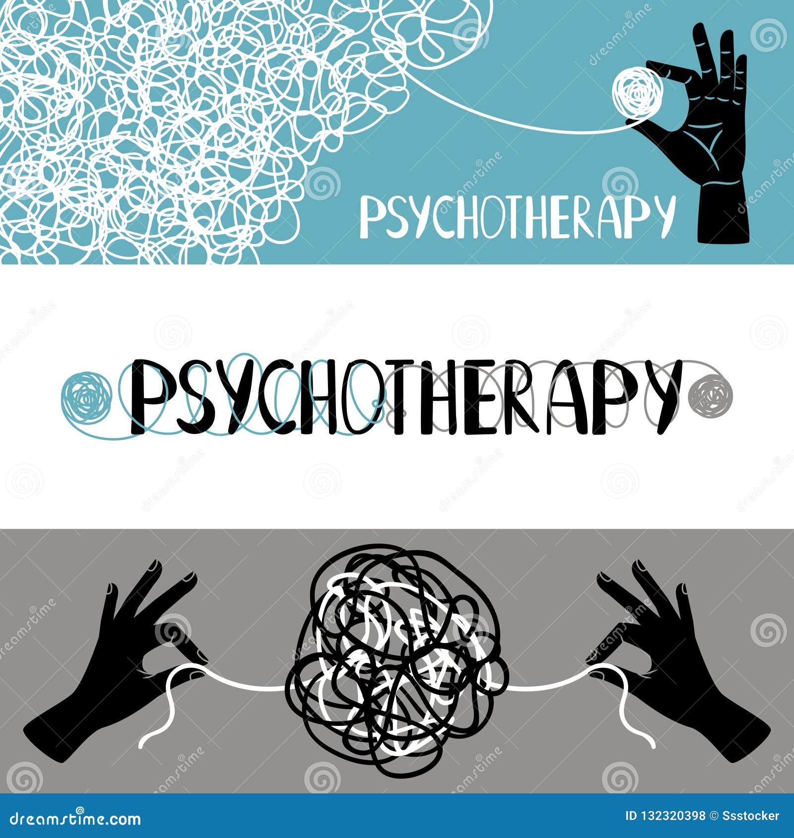 Psychotherapy Concept Banners Set Stock Vector Illustration of mental
