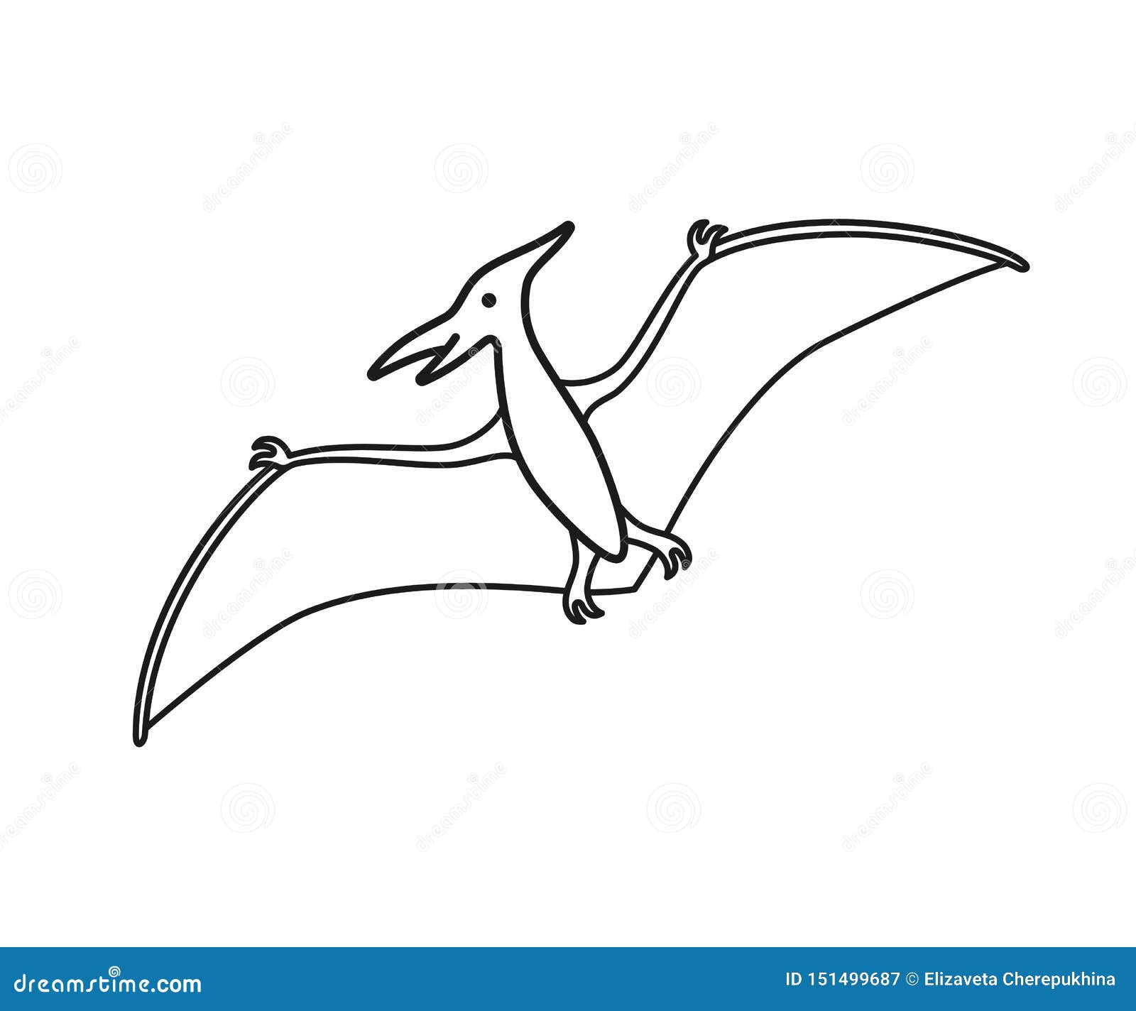 Pterodactyl Vector Silhouette and Contour. Pteranodon Dinosaur Stock Vector  - Illustration of animal, dinosaur: 151499991