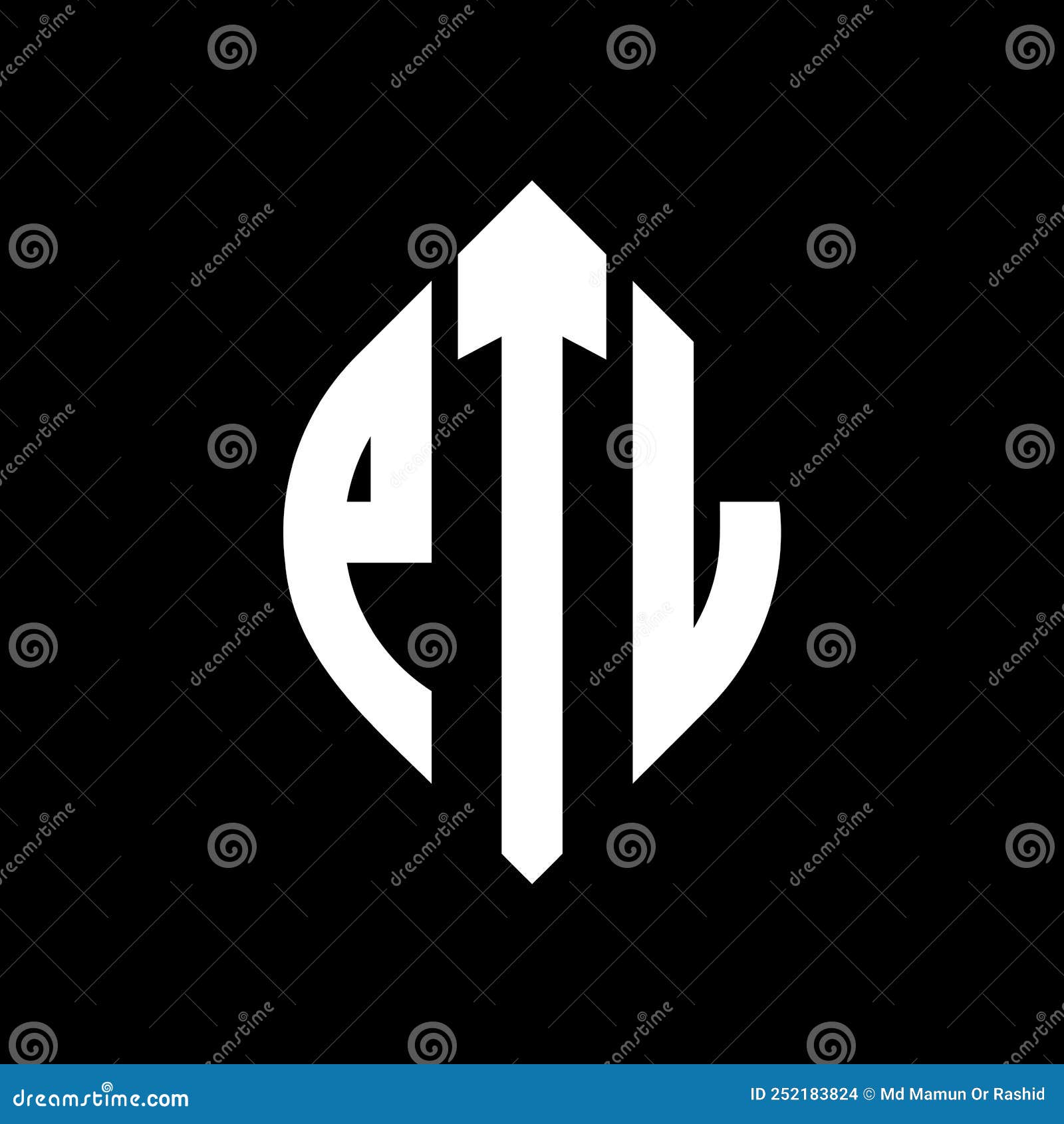 ptl circle letter logo  with circle and ellipse . ptl ellipse letters with typographic style. the three initials form a