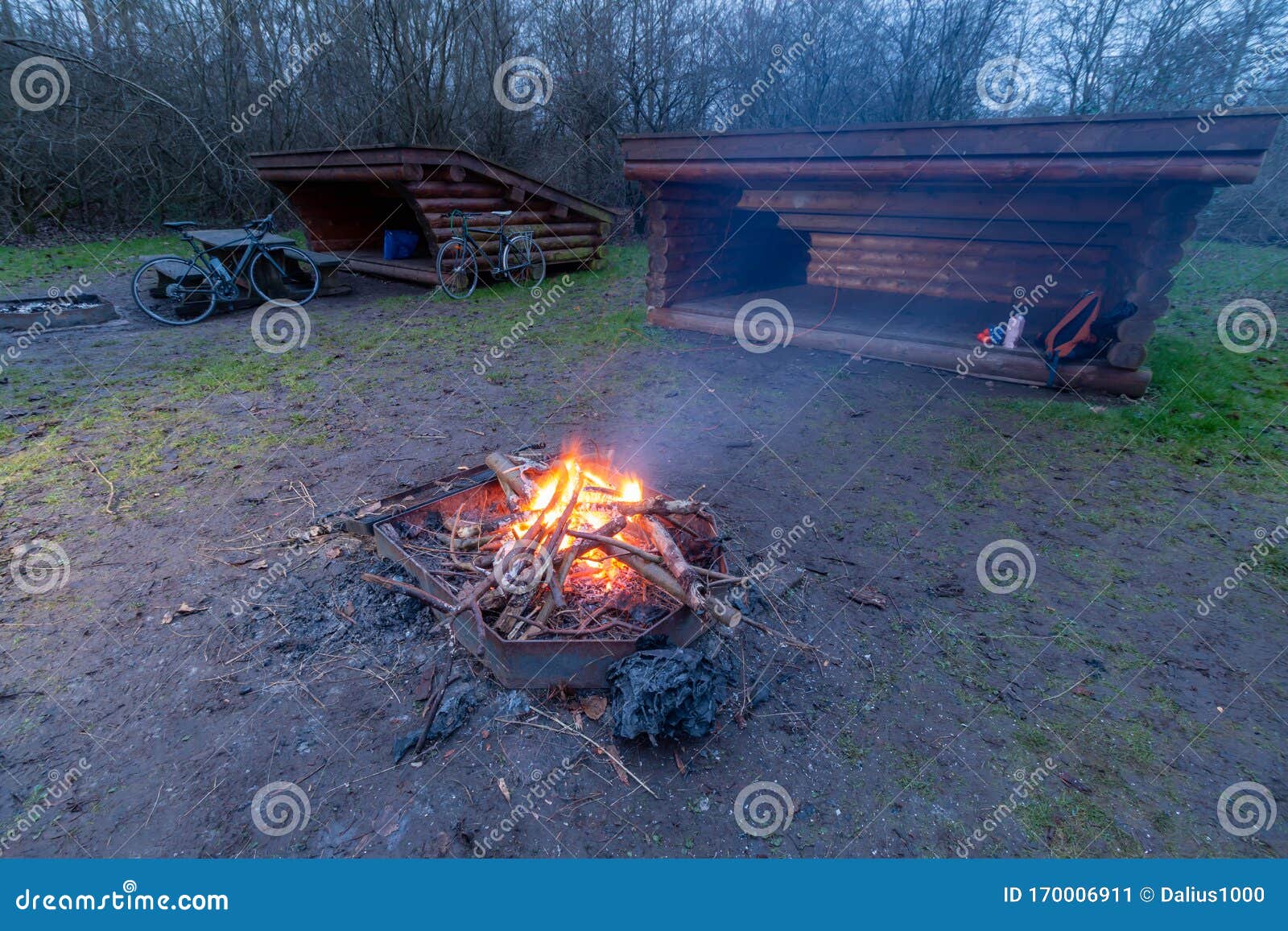 Public Camping Shelter Nature Outside the Forest. Stock - Image of cottage, fire: 170006911