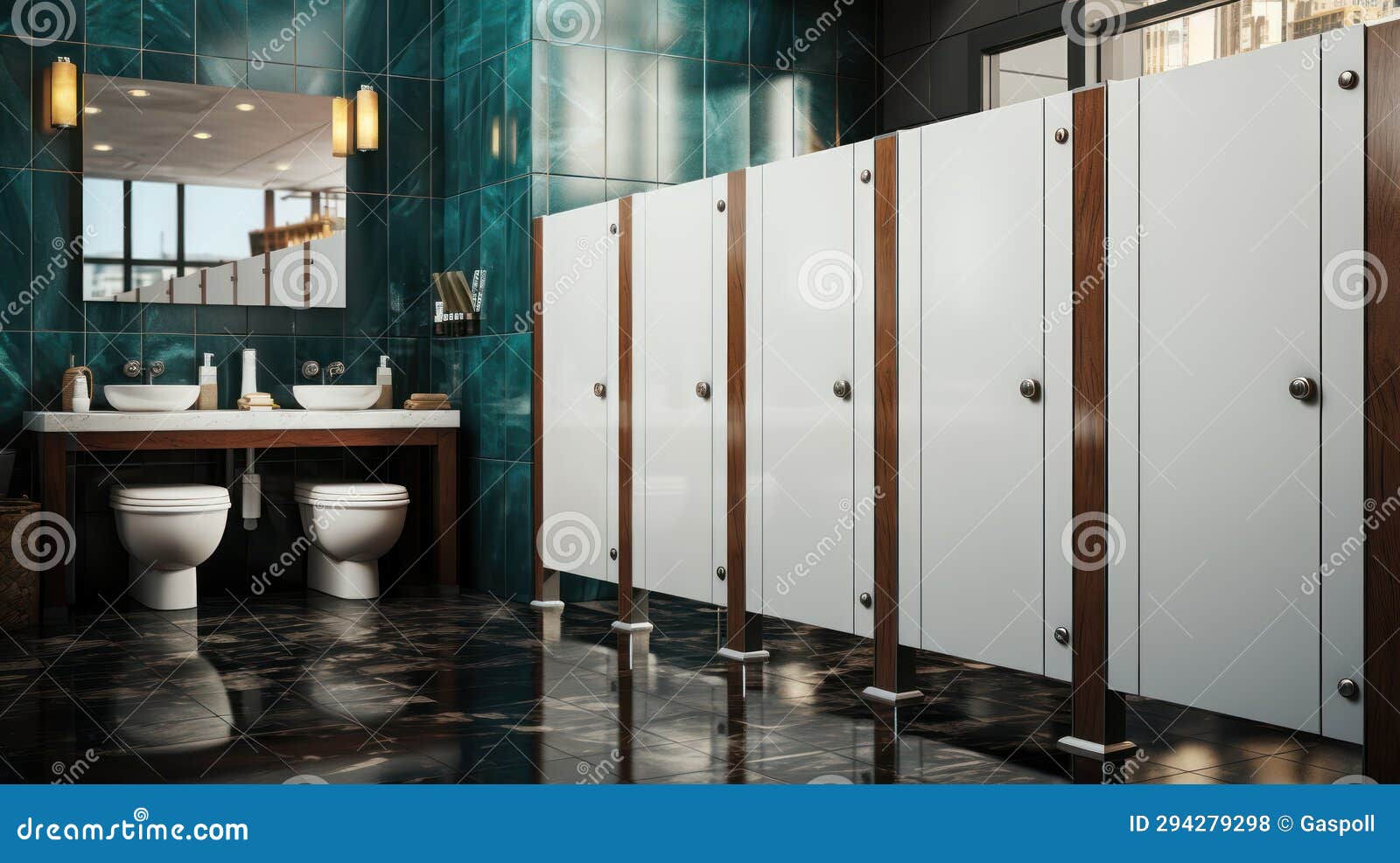 public conveniences. a look inside the modern public restroom. generative ai