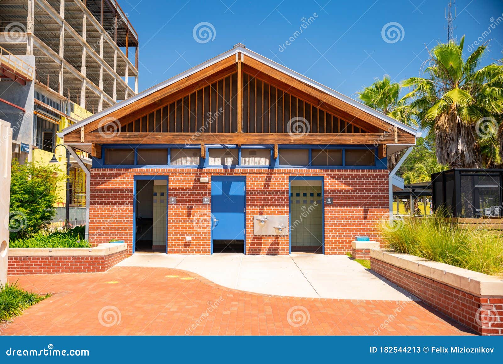 Public Restrooms in the Park Stock Image Image of public, palm 182544213