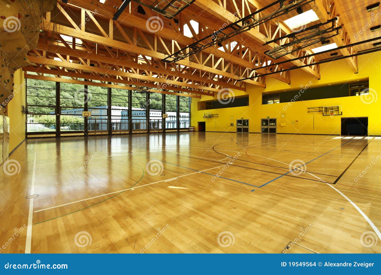 School Interior, Corridor With Doors And Lockers Stock Image