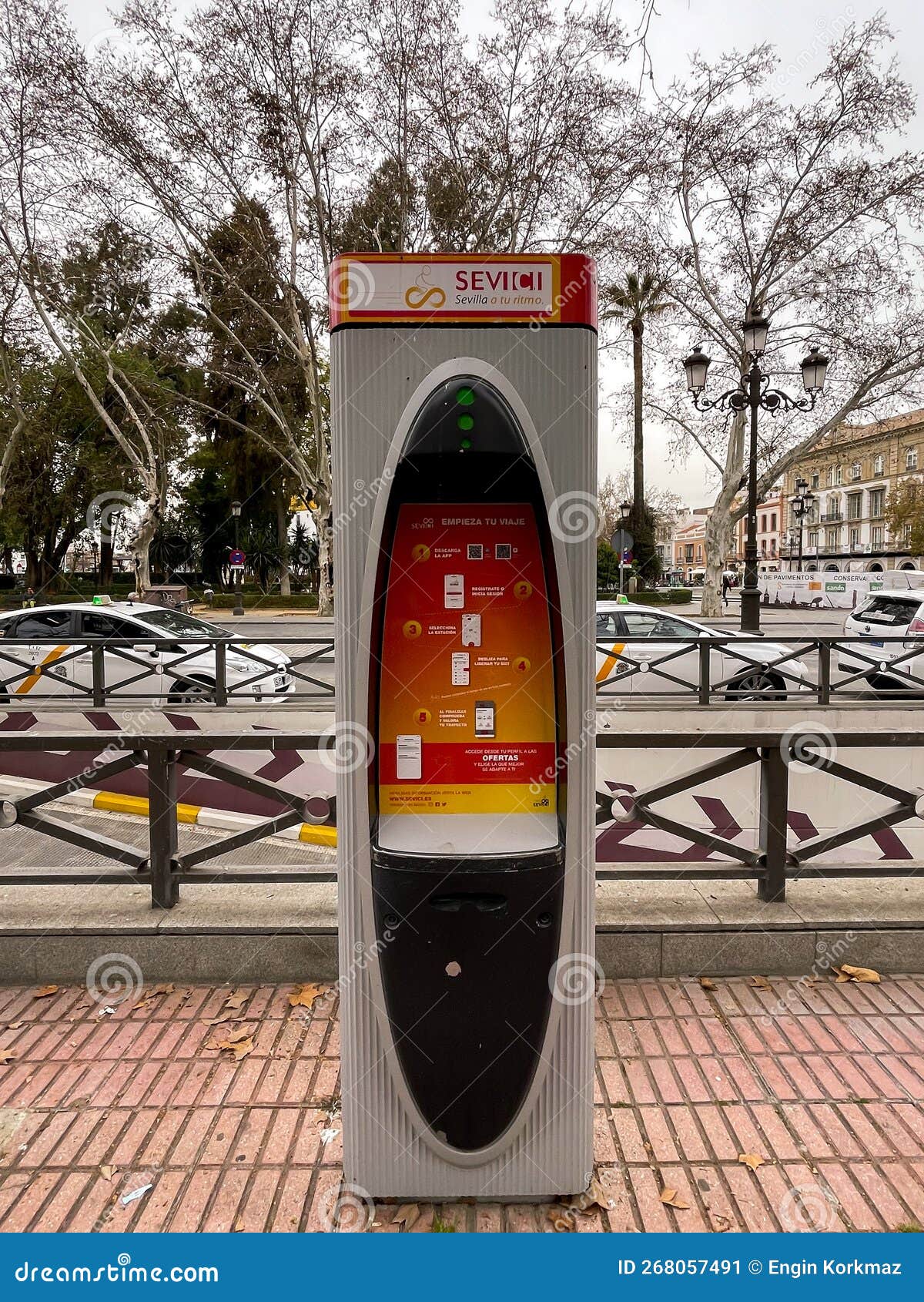 Public Shared Bikes Parked at a Station in Seville, Spain Editorial
