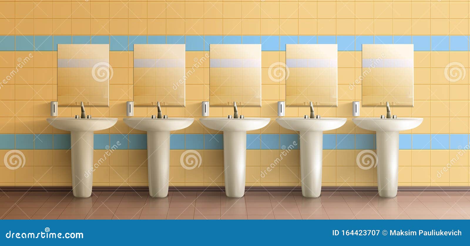 Download Public Toilet Interior Realistic Vector Mock-up Stock Vector - Illustration of background ...