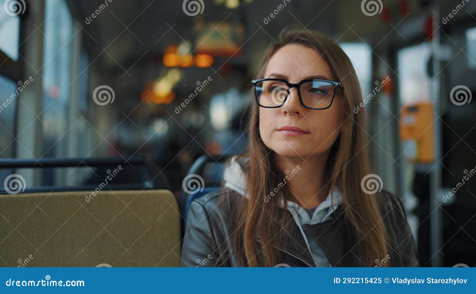 Public Transport Woman Riding A Tram In The City Stock Video Video Of Background Window