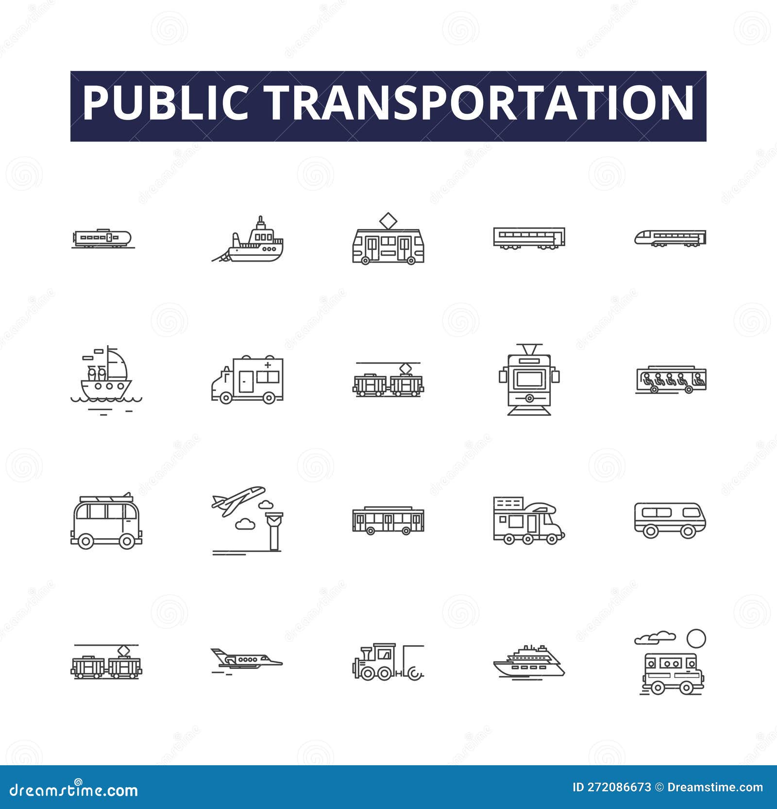 public transportation line  icons and signs. buses, trains, subway, metro, buslines, railroads, streetcars