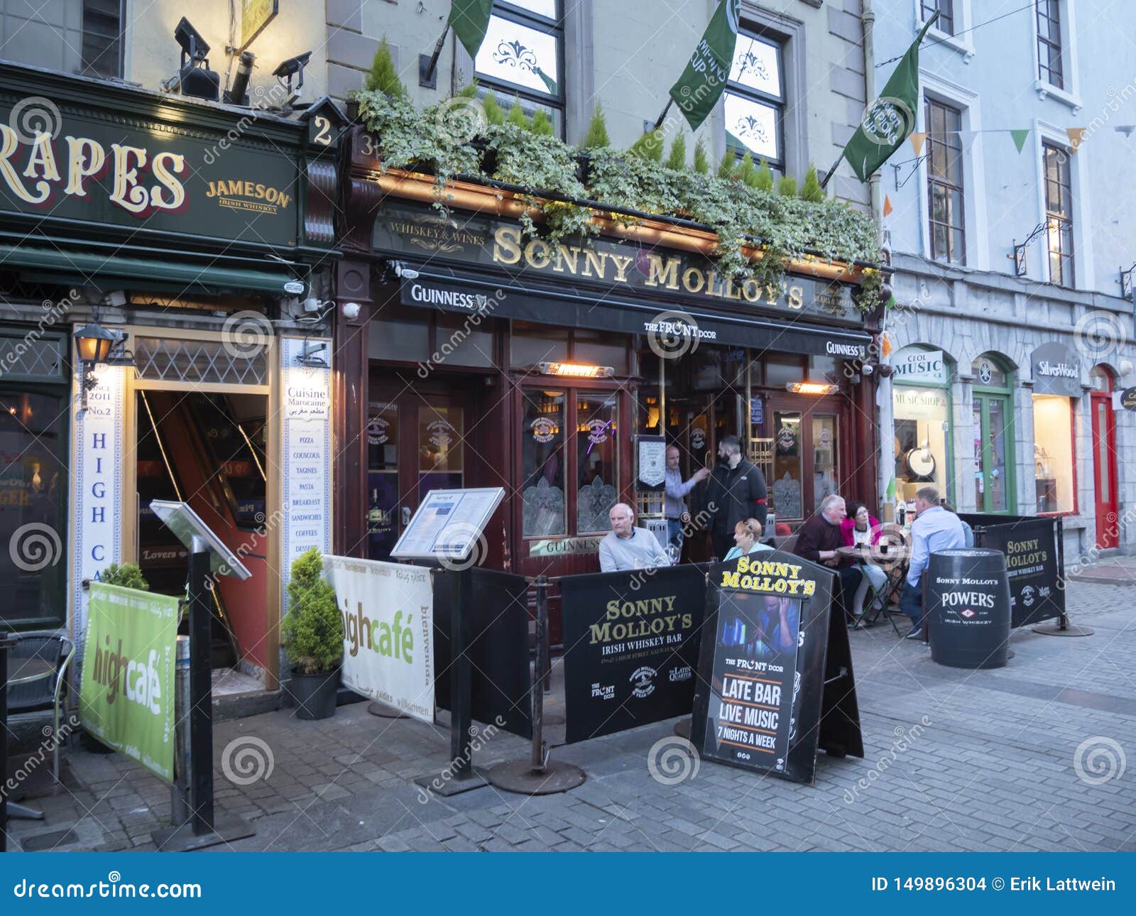 Pubs and Restaurants in Galway Ireland GALWAY, IRELAND MAY 11, 2019