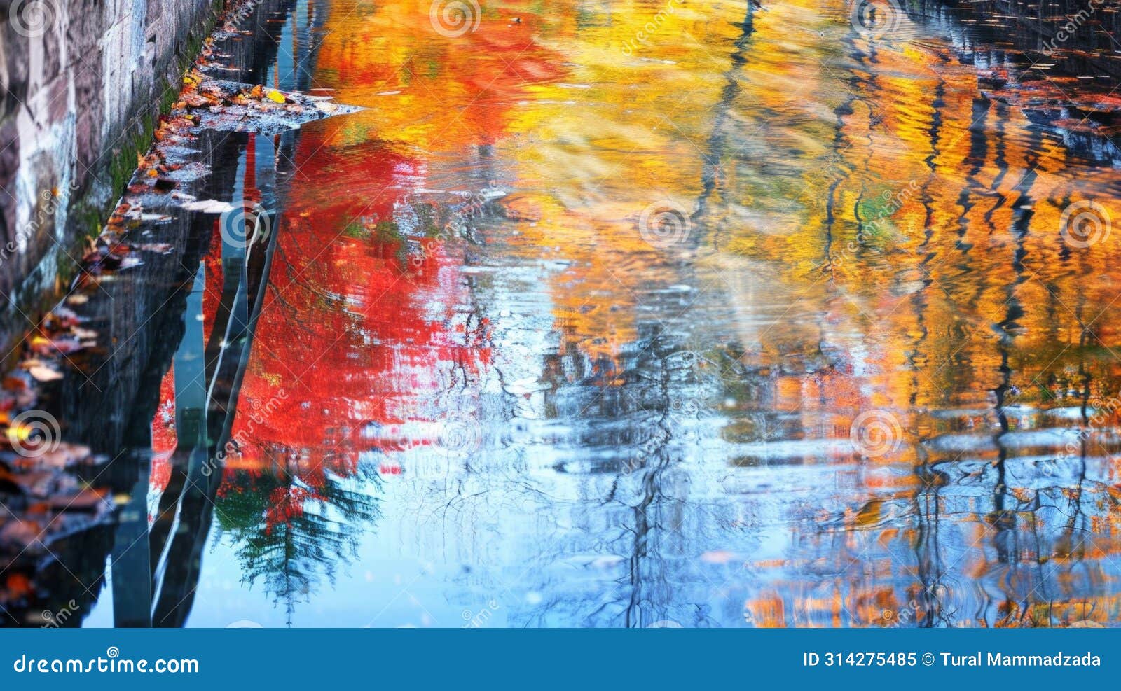 puddle reflecting trees background