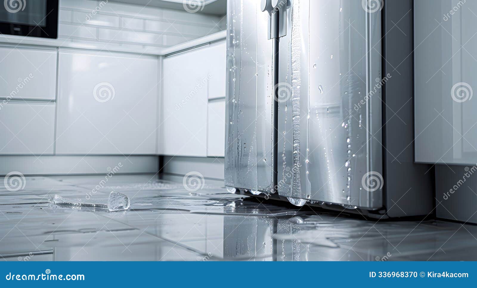 A Puddle of Water Under the Refrigerator, Indicating a Leak Stock Photo - Image of insurance