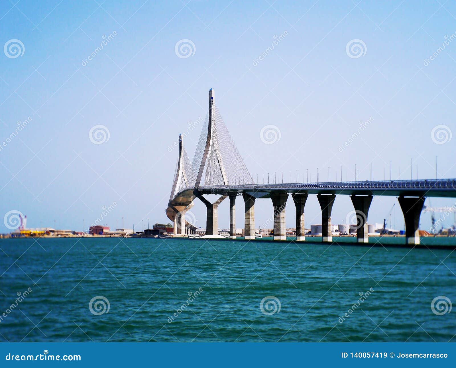 puente de la constitucion, called la pepa, in the bay of cadiz, andalusia. spain.