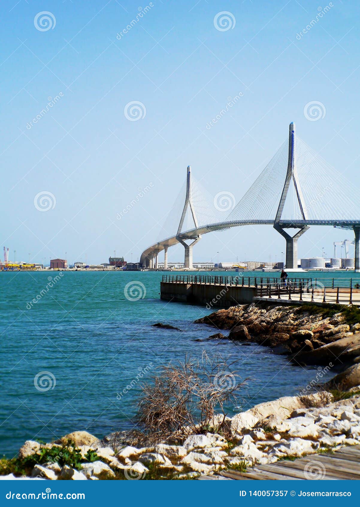 puente de la constitucion, called la pepa, in the bay of cadiz, andalusia. spain.