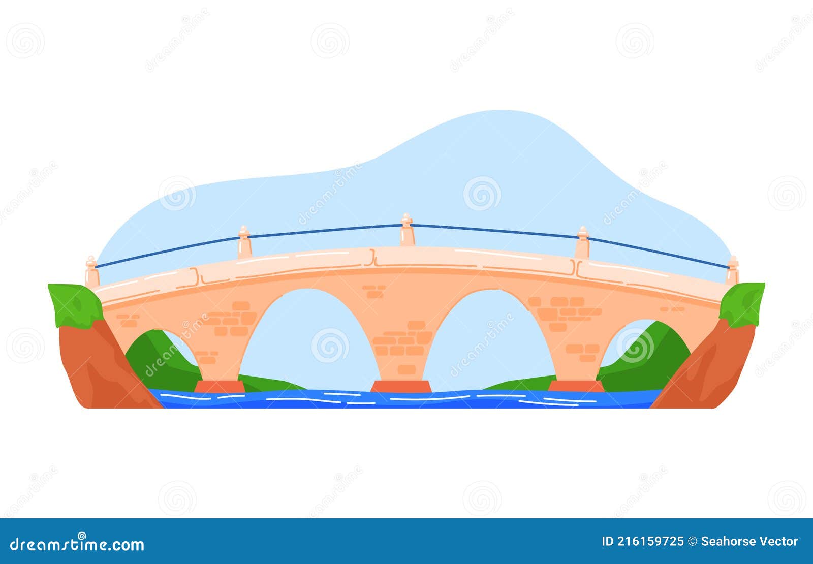 Puente En Las Montañas Moderno Peatonal Suspensión Puente Sobre Abismo  Dibujos Animados Estilo Vector Ilustración Aislado En Ilustración del  Vector - Ilustración de puentes, camino: 216159725