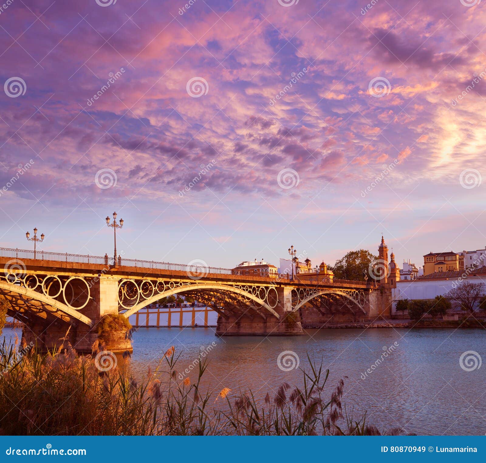 puente isabel ii bridge sunset in triana seville