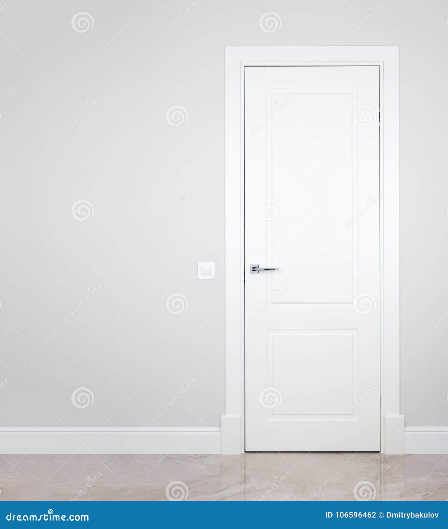 Puerta Blanca Moderna Pared Gris Con El Espacio Libre