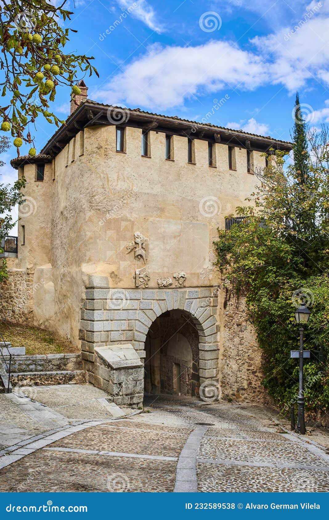 puerta de santiago gate. segovia, castile and leon, spain