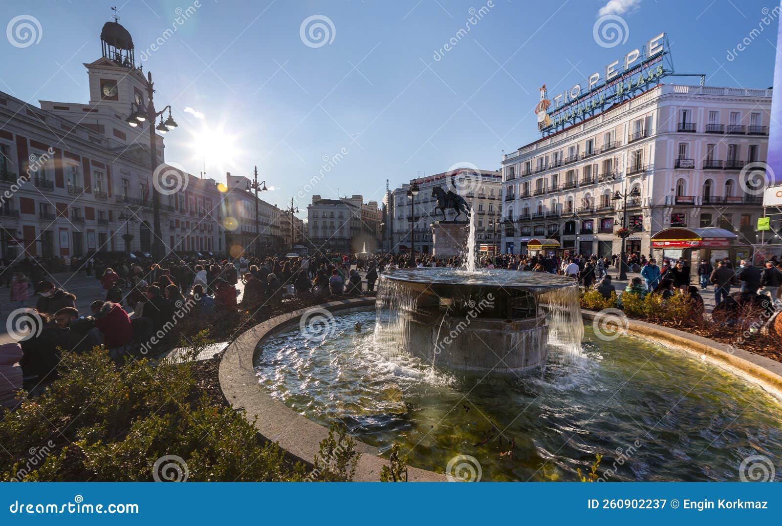 The Puerta Del Sol is a Public Square in Madrid, Spain Editorial
