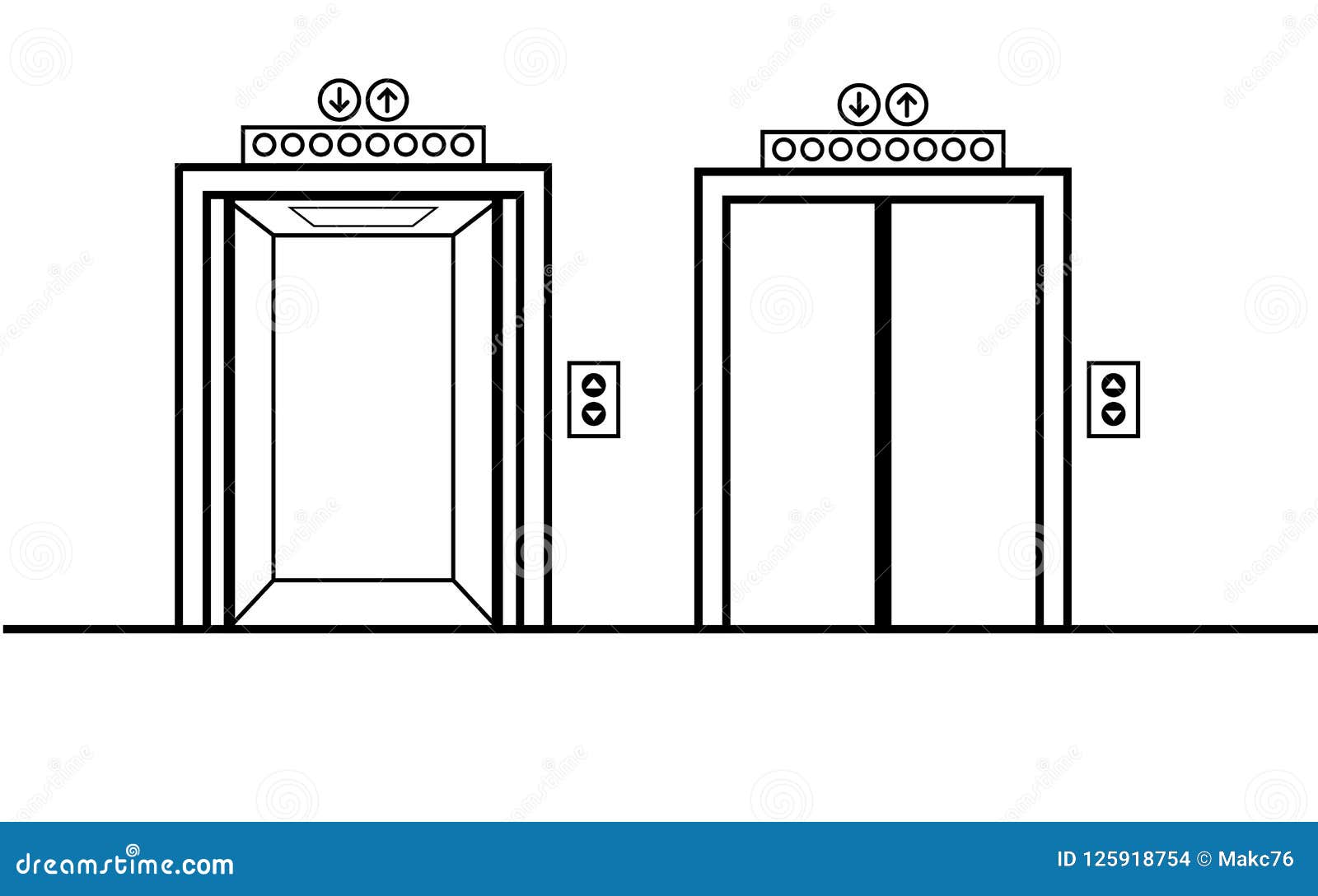 Puertas Abiertas Y Cerradas Del Elevador Ilustración del Vector -  Ilustración de abierto, etapa: 125918754