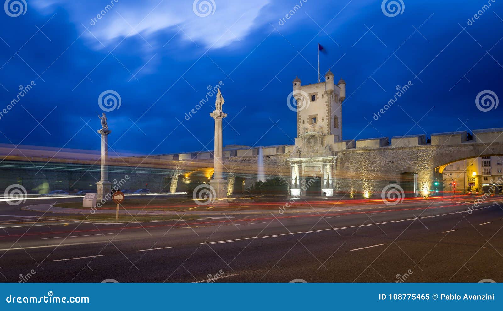 puertas de tierra cadiz spain by night