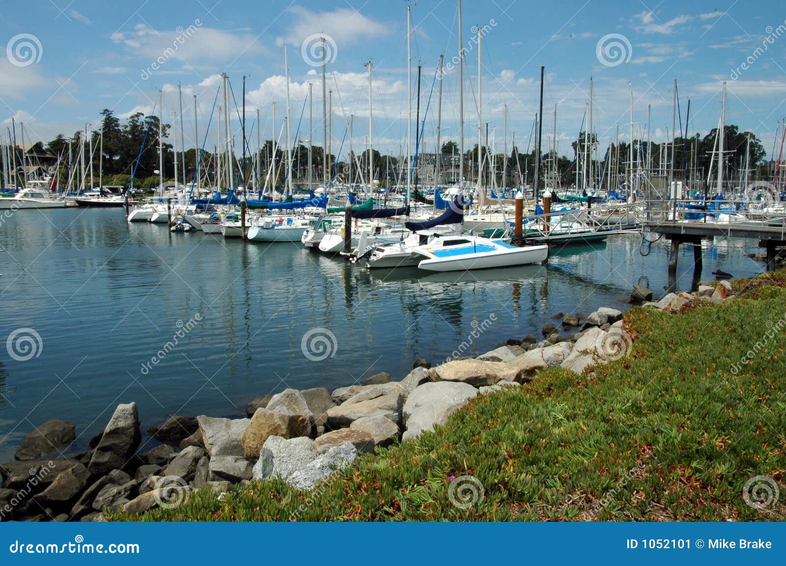 Puerto deportivo del barco de vela. Un puerto deportivo cerca de Santa Cruz, Ca