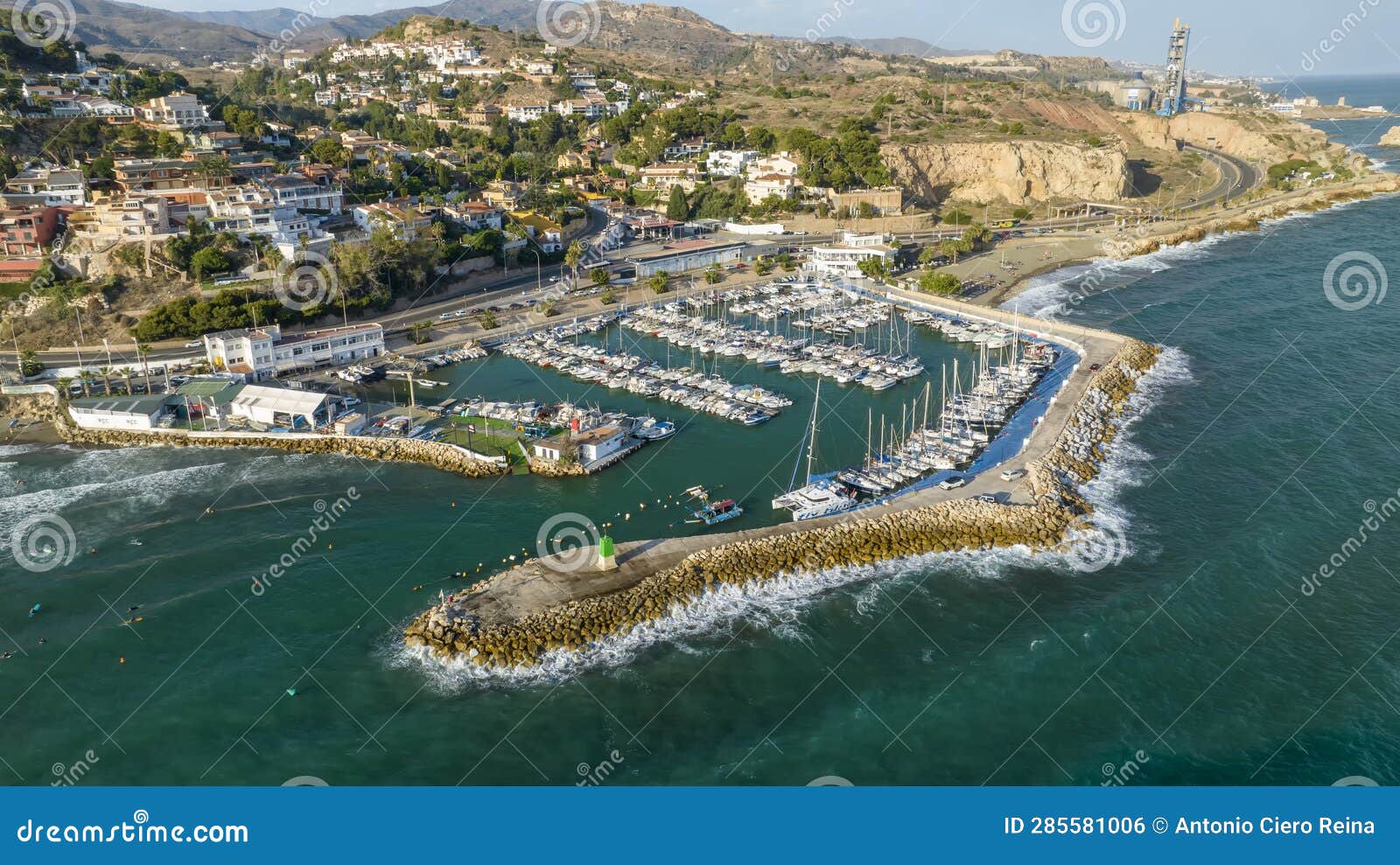 view of the port of el candado in the city of malaga, spain