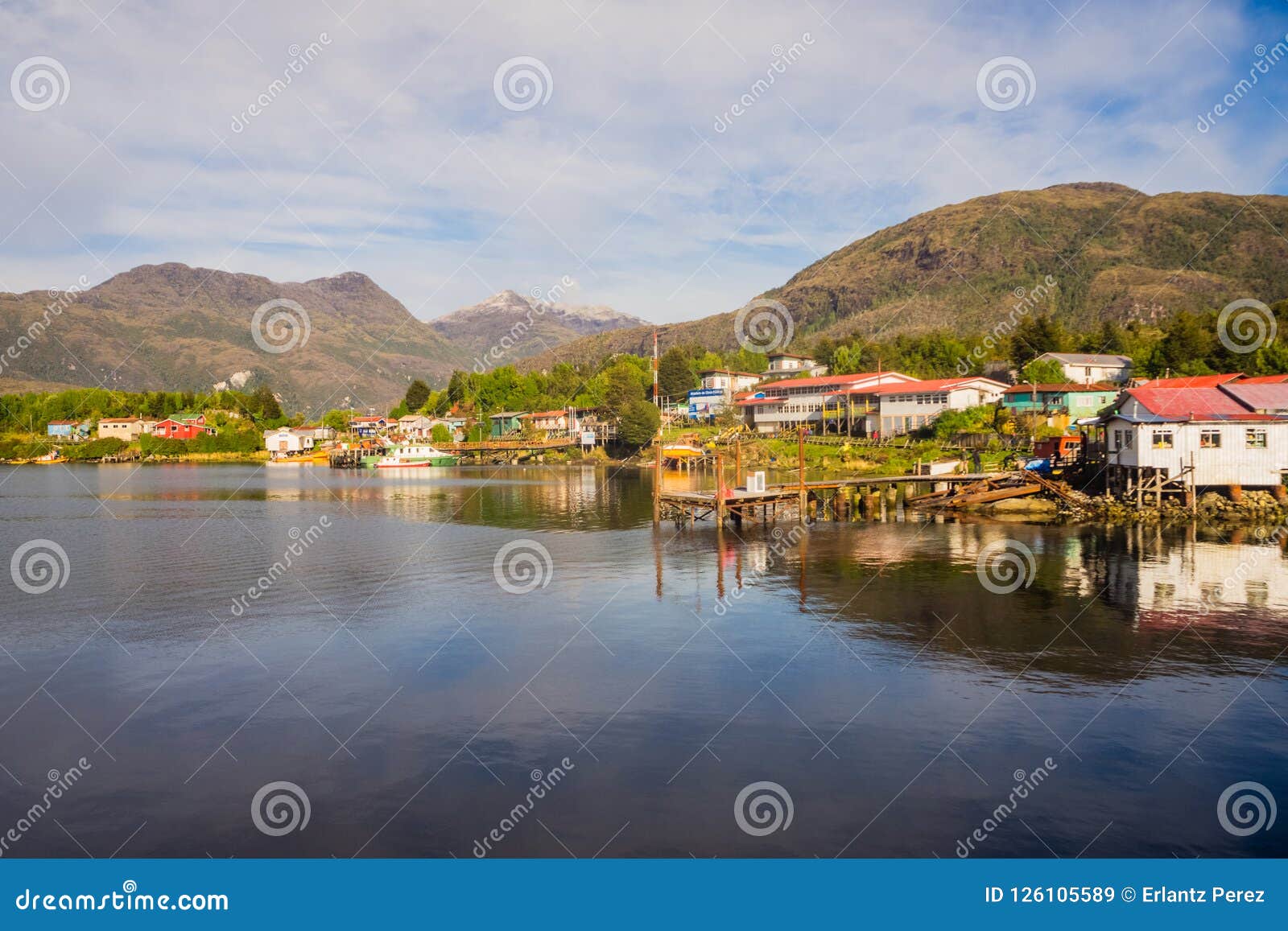 panoramic view of puerto eden, south of chile