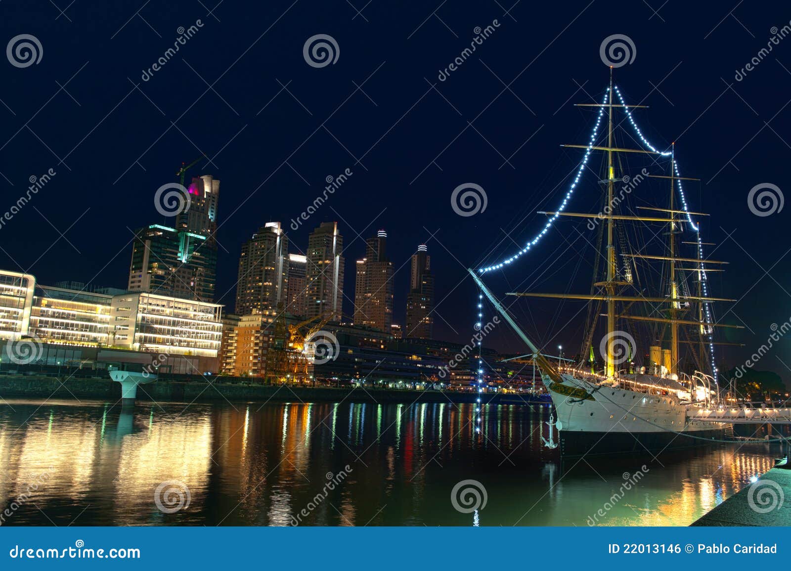 puerto madero at night, buenos aires, argentina.