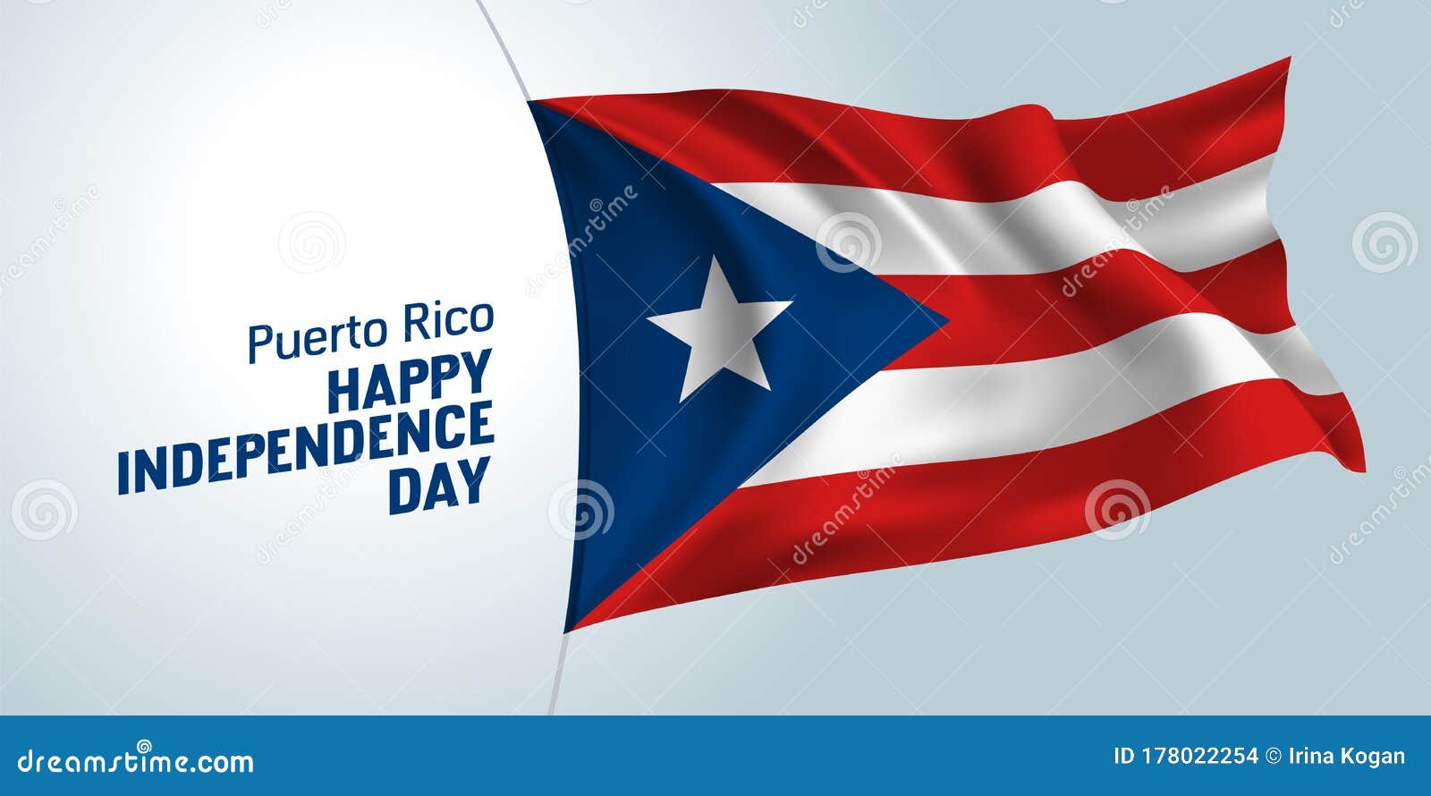 Puerto Rico Independence Day Greeting Card, Banner, Vector Illustration