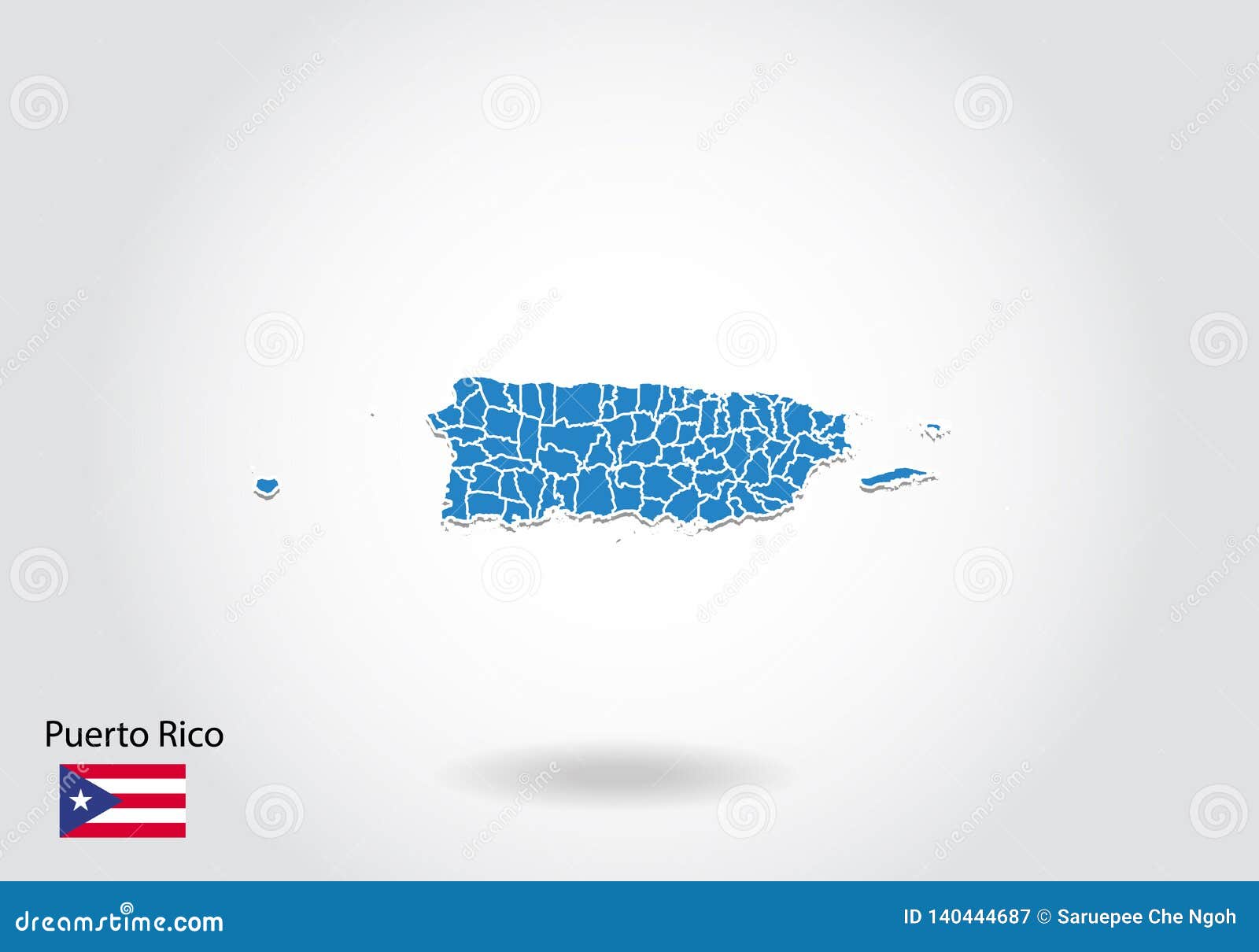 Puerto Rico Map Design With 3d Style Blue Puerto Rico Map And National Flag Simple Vector Map With Contour Shape Outline On Stock Vector Illustration Of Navigation Graphic