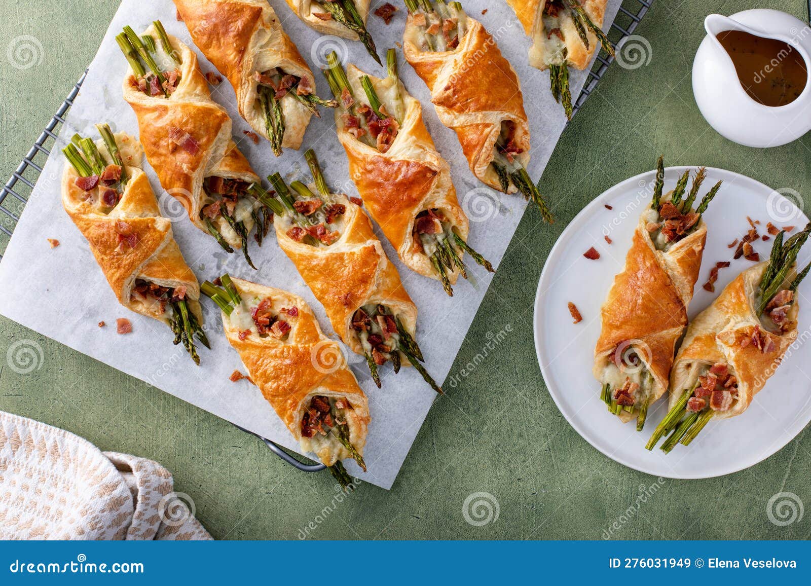 Puff Pastry Asparagus and Bacon Tarts for Breakfast Stock Image Image