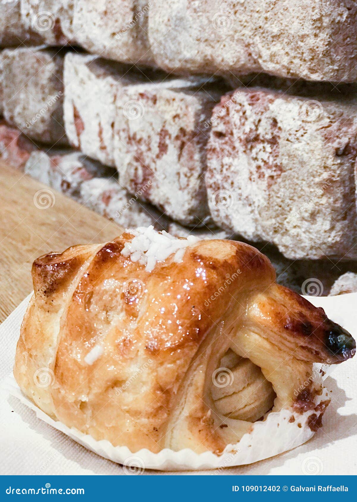 puff pastry filled with apples in a rustic bistrot