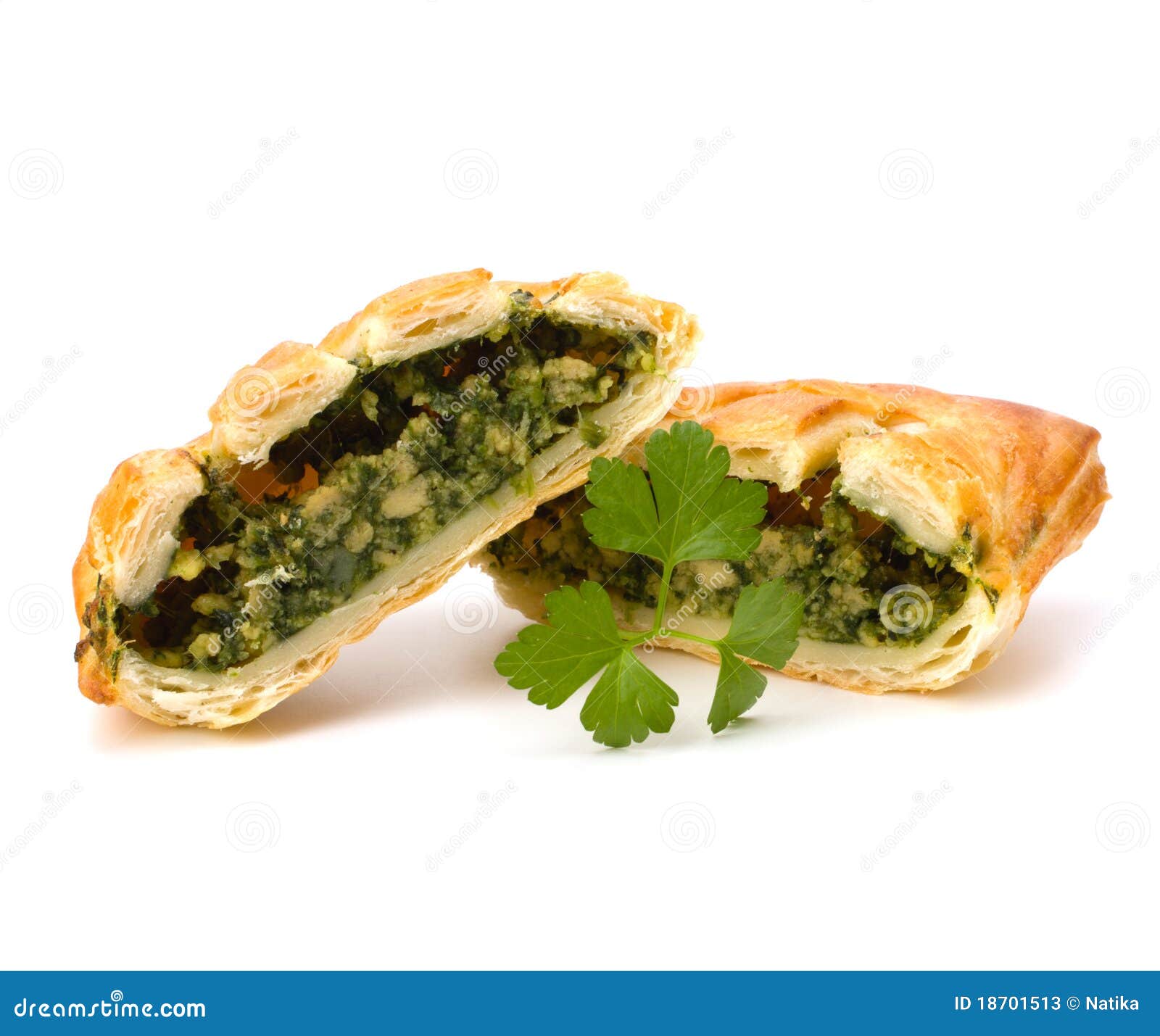 puff pastry. healthy pasty with spinach.