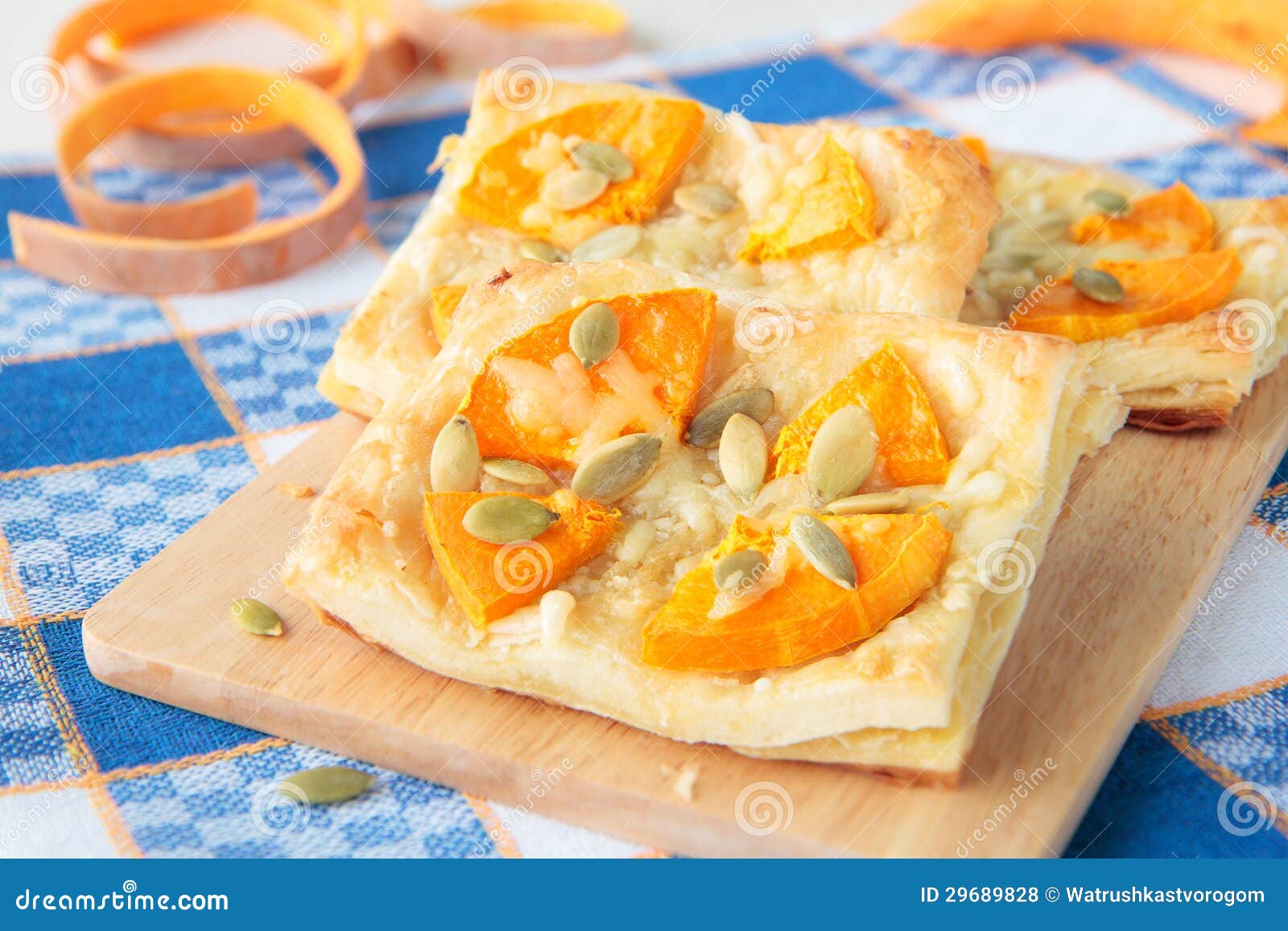 Puff Pastry with Pumpkin, Garlic and Cheese Stock Photo Image of