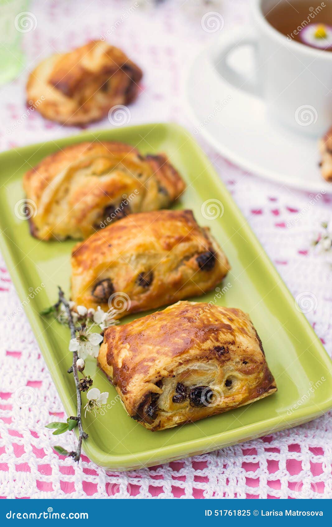 Puff Pastry Rolls with Raisins and Cream Cheese Stock Image Image of