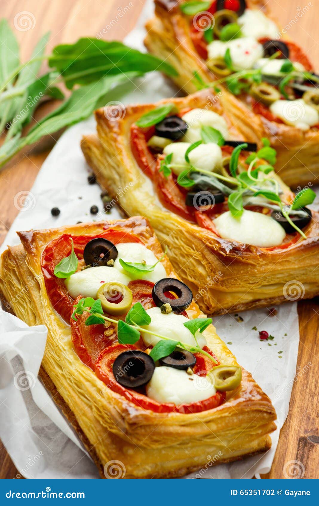 Puff Pastry with Tomatoes and Mozzarella Stock Photo Image of cuisine