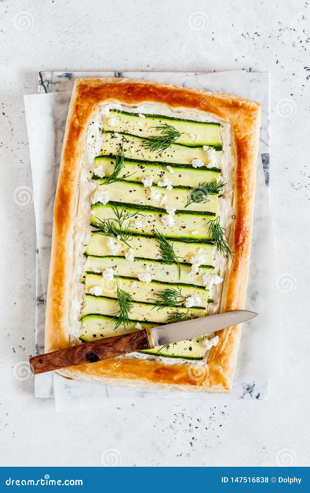 Puff Pastry Zucchini Tart stock photo. Image of dinner 147516838