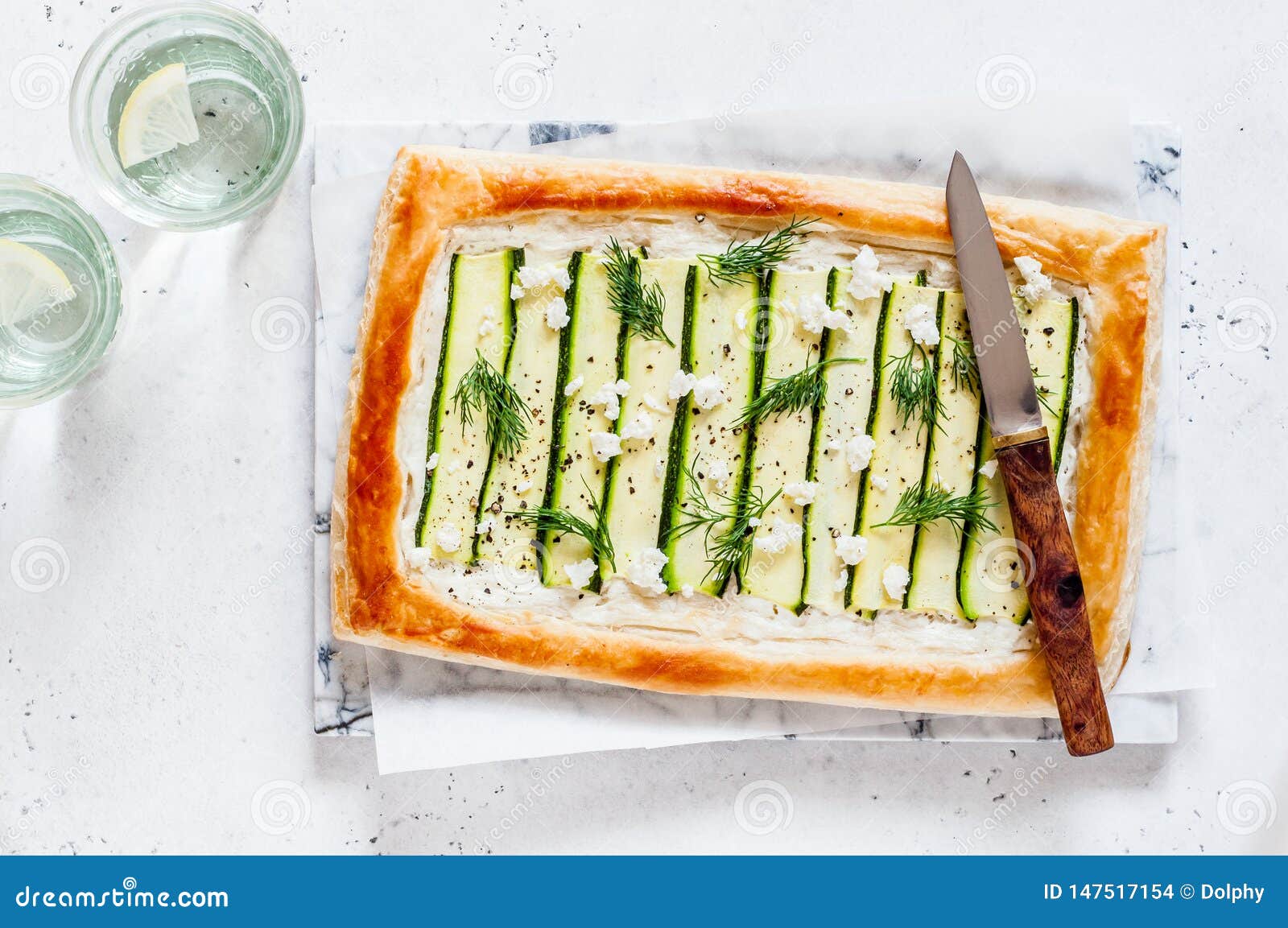 Puff Pastry Zucchini Tart stock photo. Image of homemade 147517154