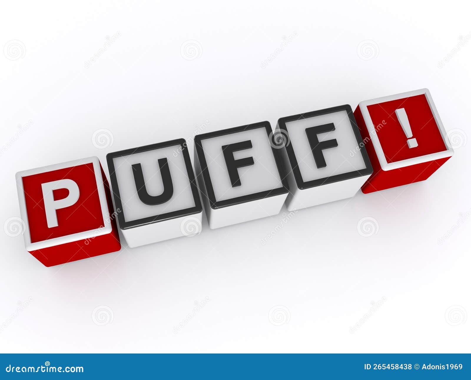 Puff word block on white stock illustration. Illustration of crash