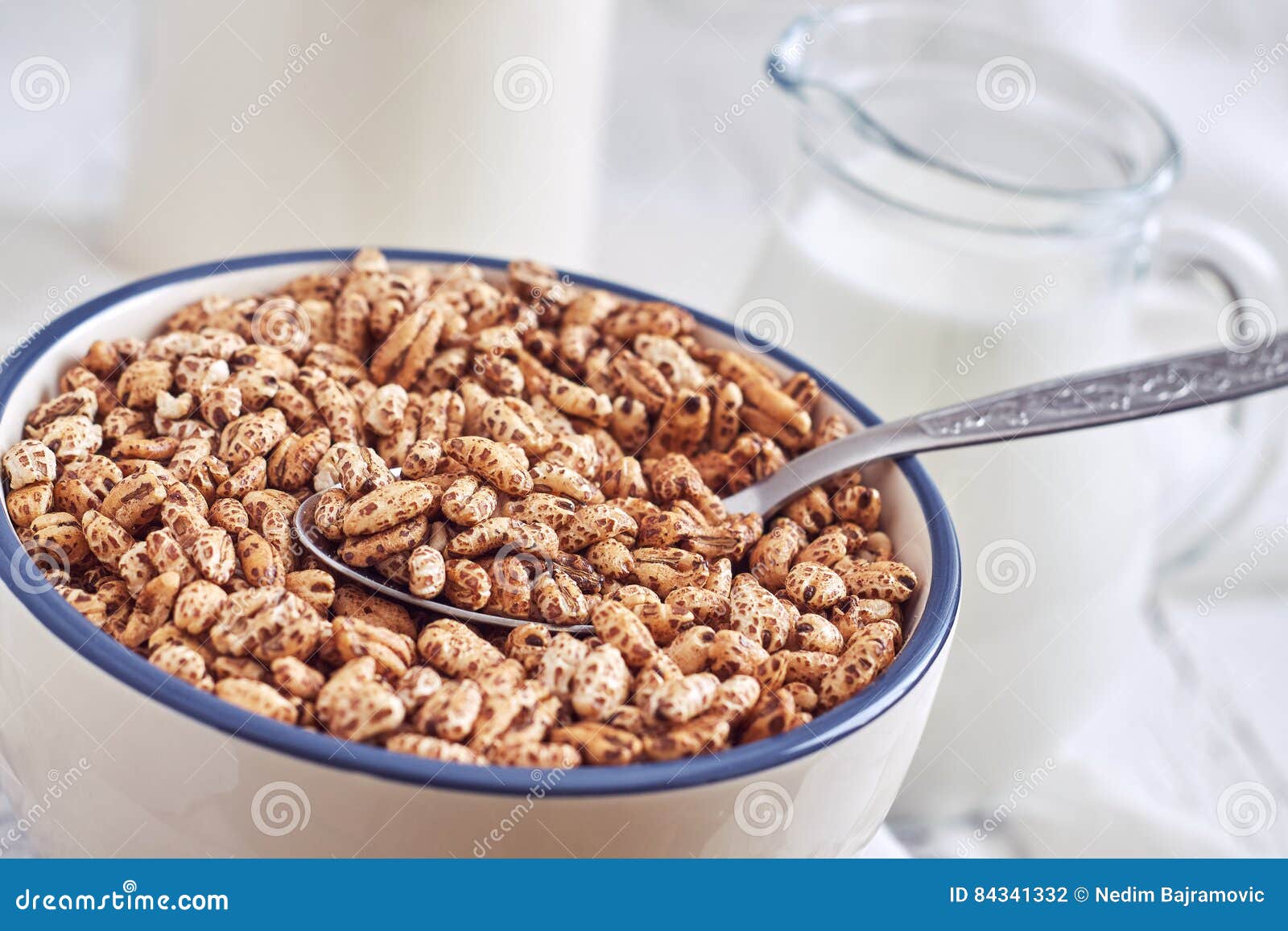 Puffed barley cereal stock photo. Image of healthy, food 84341332