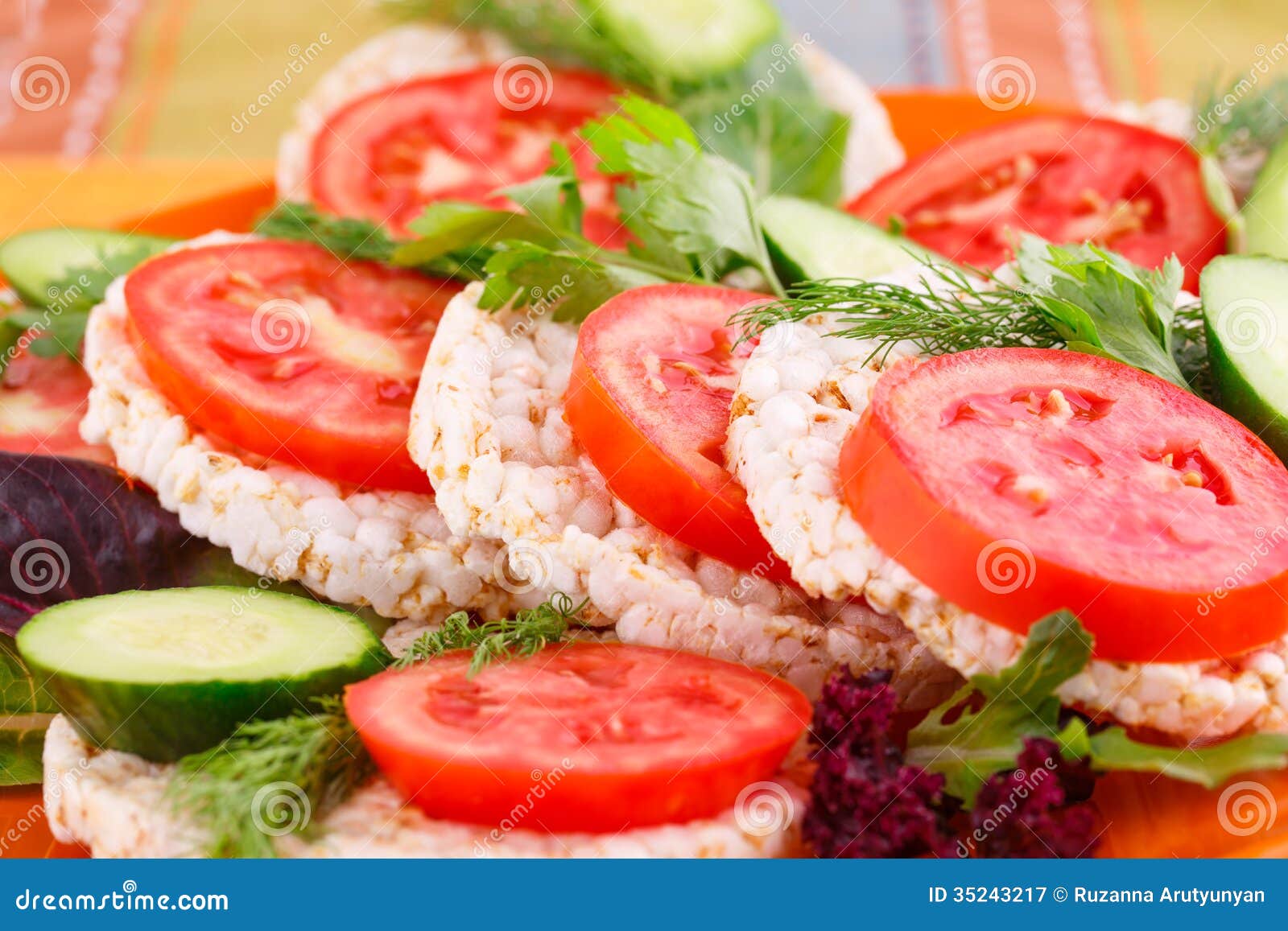 Puffed Rice Crackers Sandwiches Stock Image - Image of parsley ...
