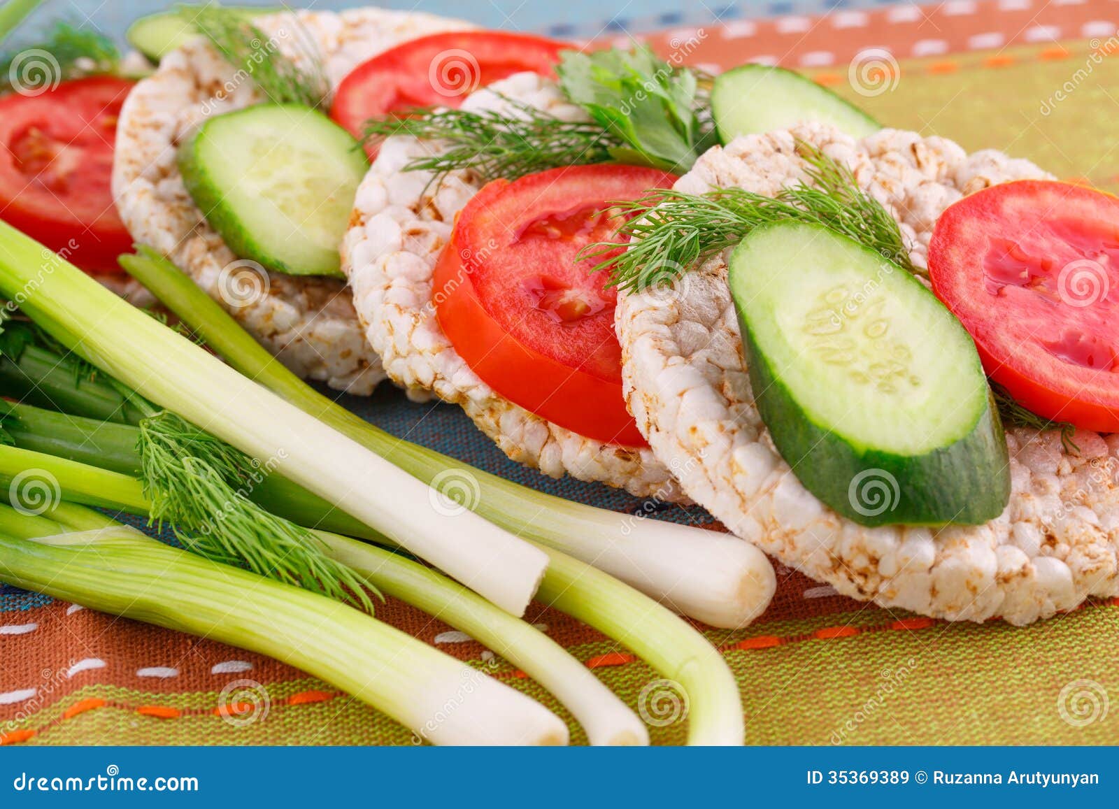 Puffed Rice Crackers Sandwiches Stock Image Image of background