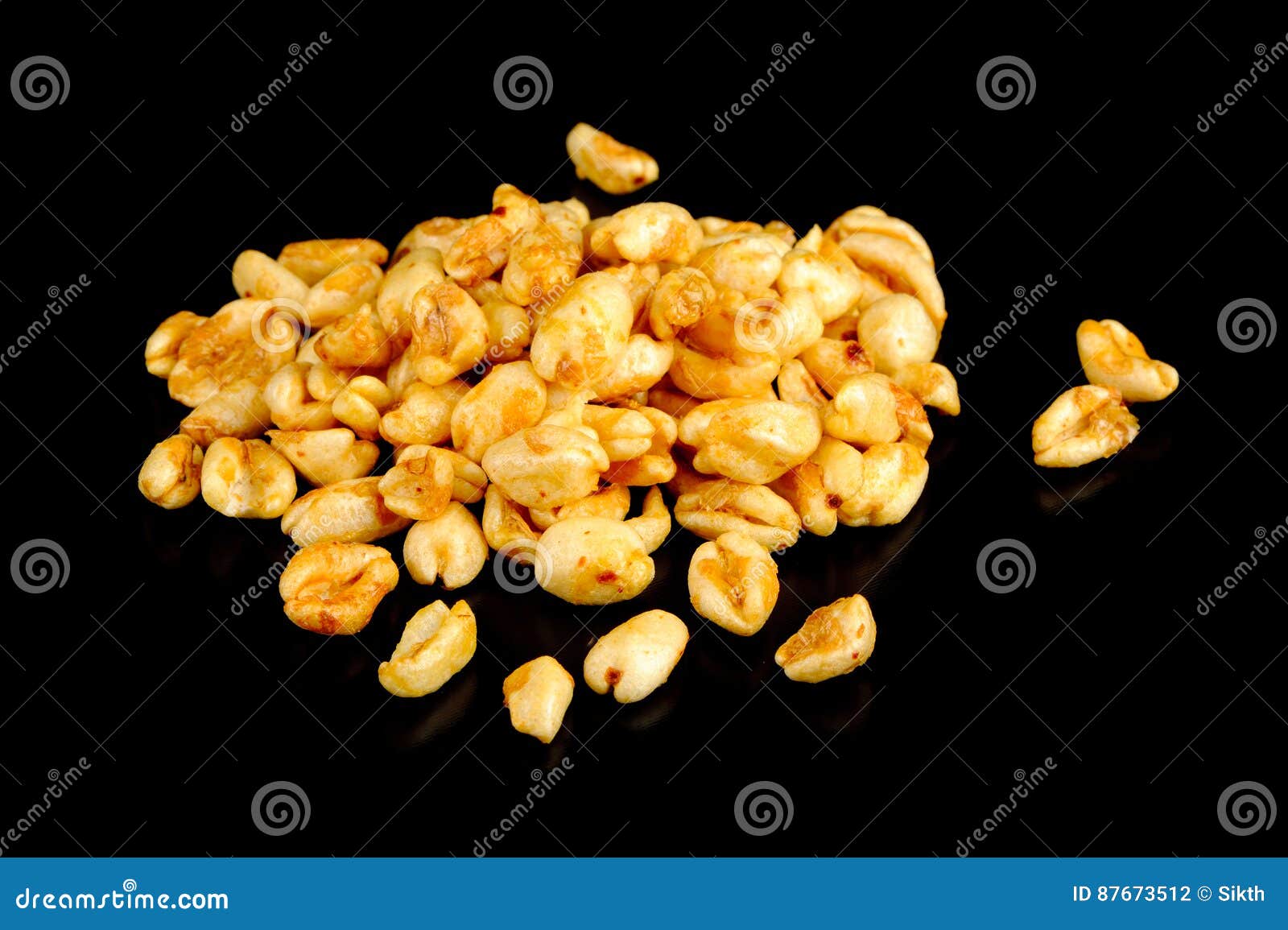 Puffed Wheat on Black Background Stock Photo Image of objects, carbs