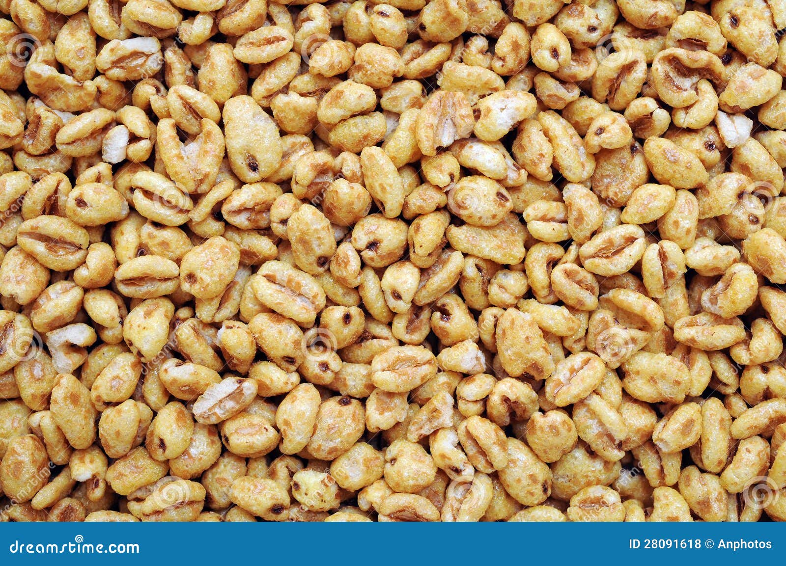 Puffed wheat cereal stock photo. of healthy, -