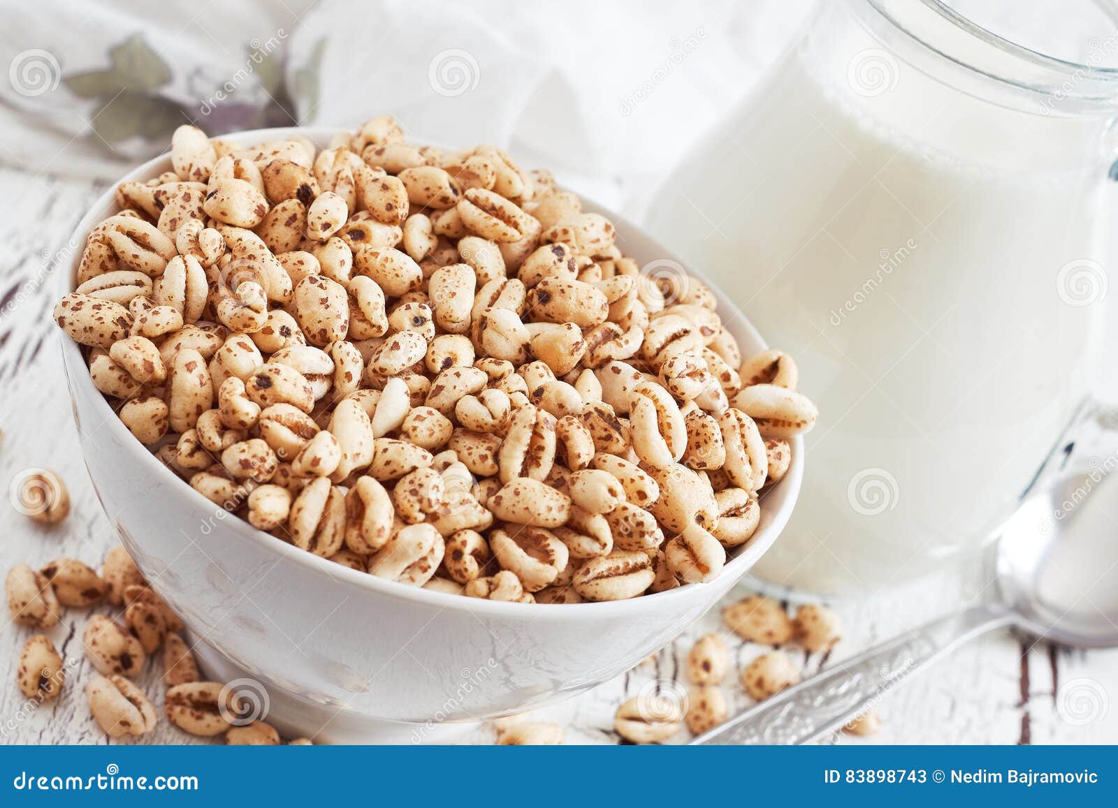 Puffed wheat cereal stock image. Image of meal, cereal 83898743
