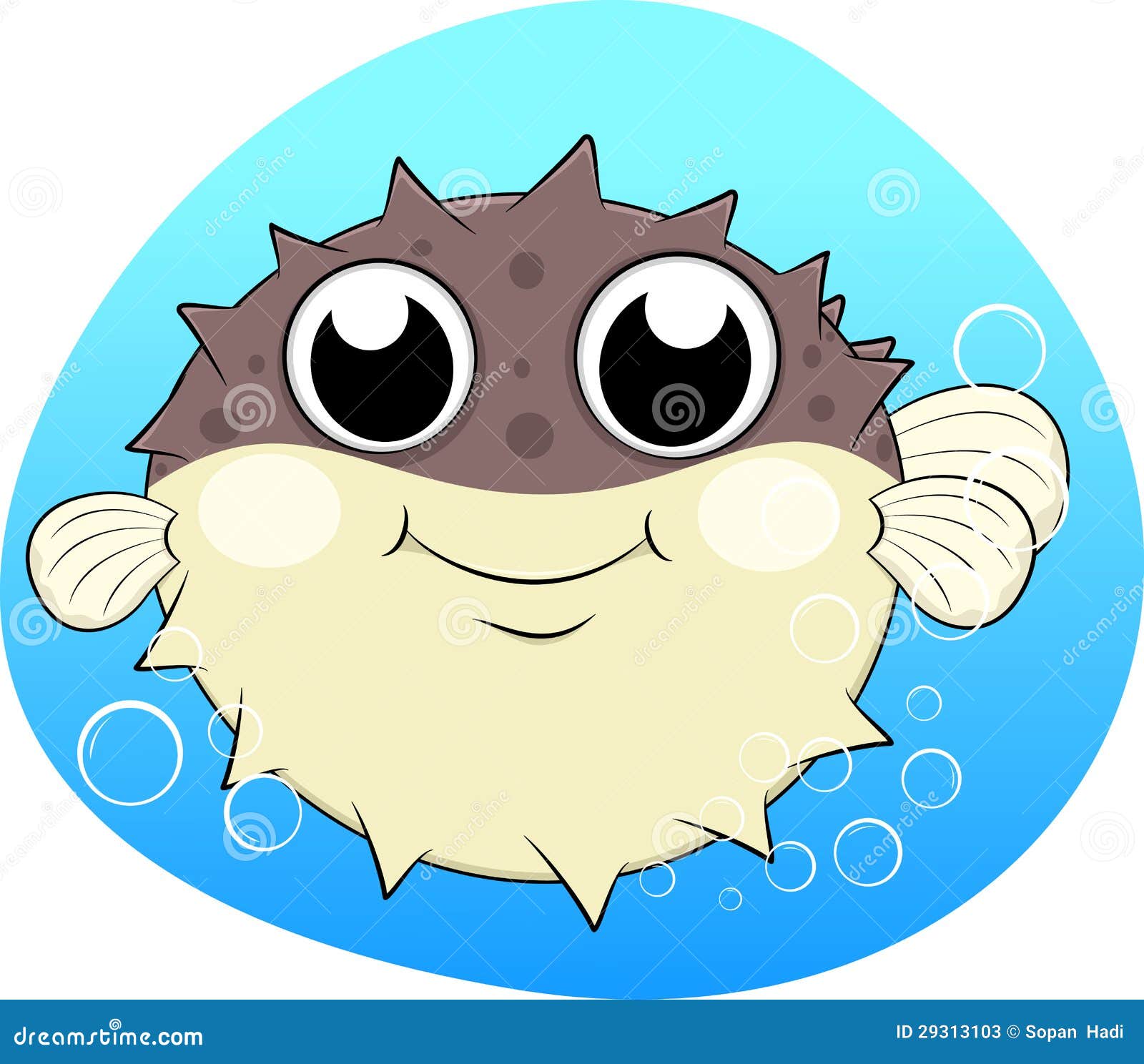 Puffer Fish Illustration Cute Puffer Fish Blue Water Stock s